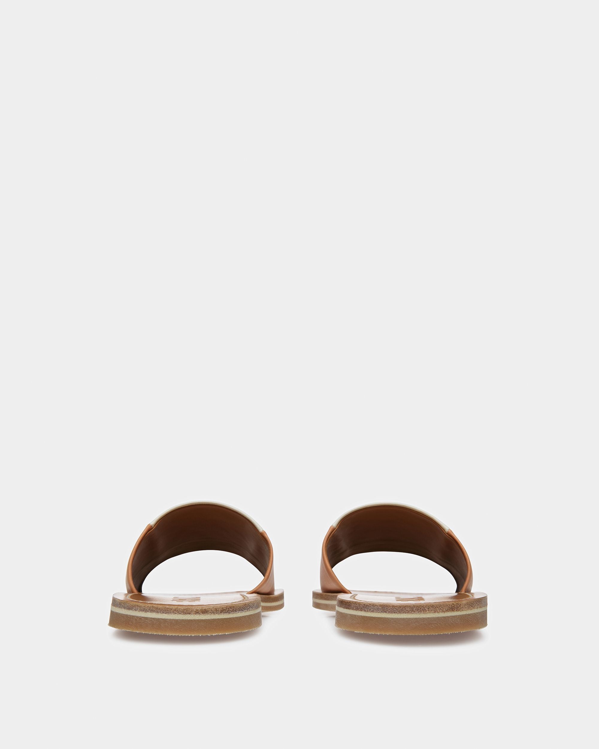 Bianka Leather Slides In Peach And Bone - Women's - Bally - 04