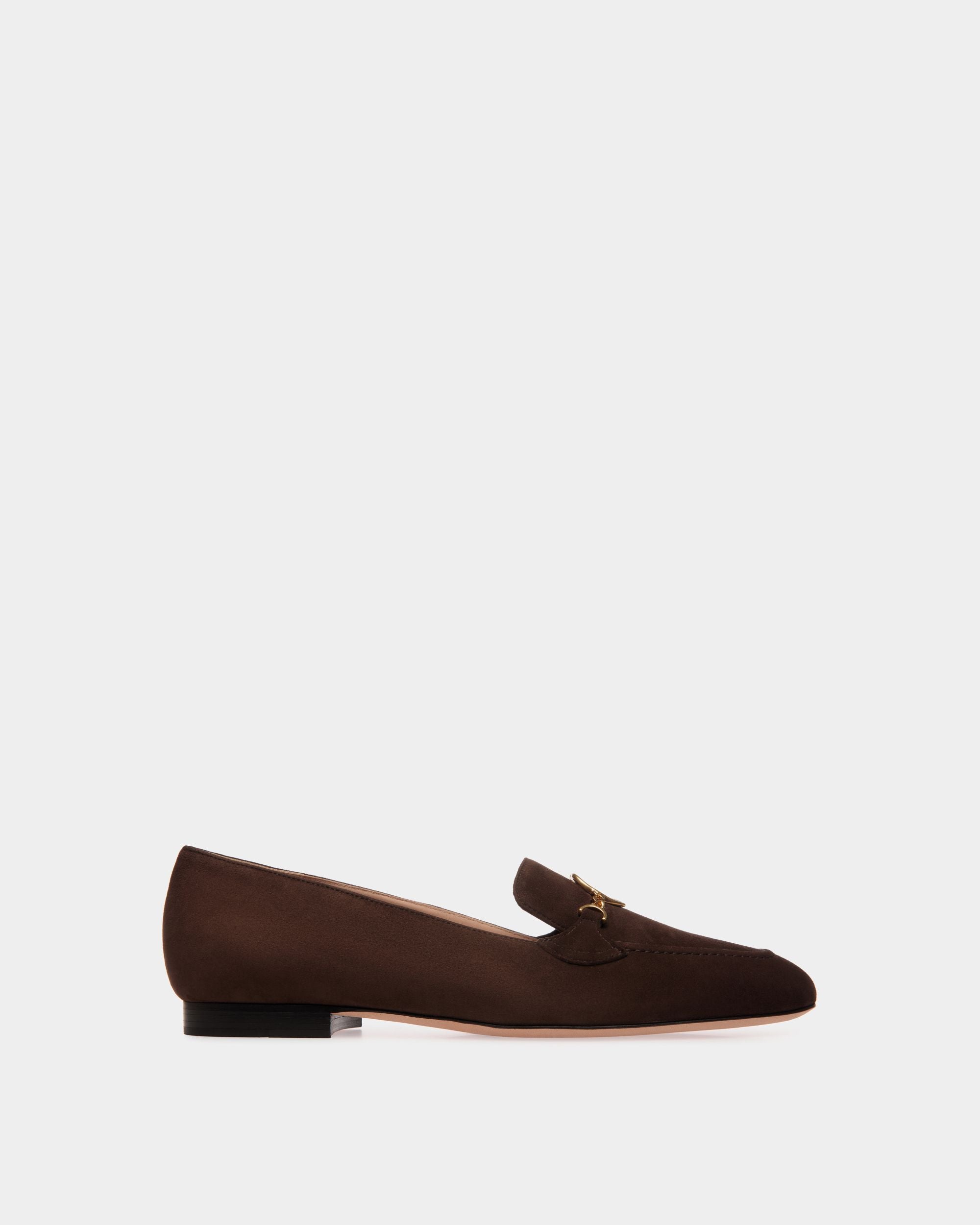 Daily Emblem Loafer in Ebano Suede - Women's - Bally - 01