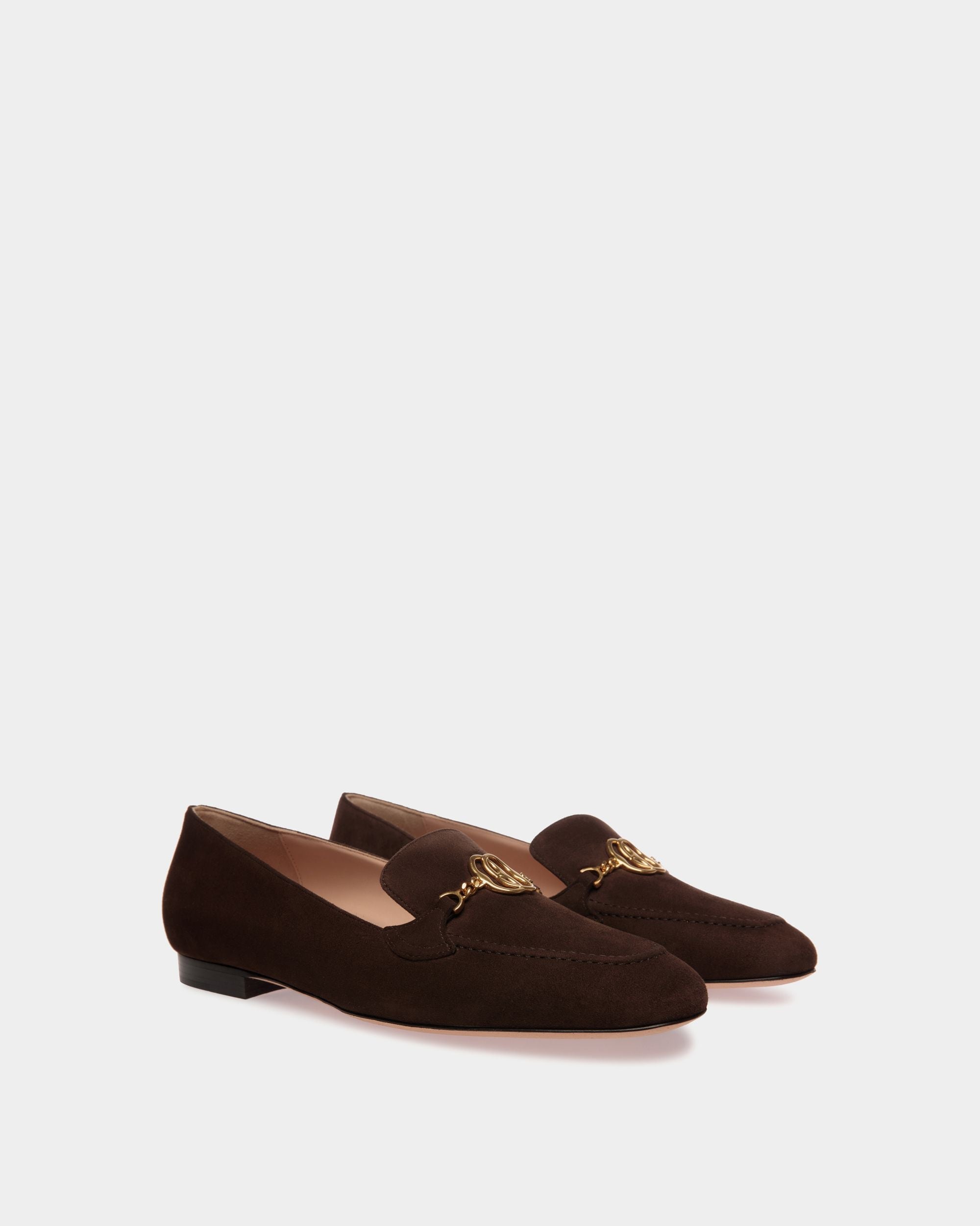 Daily Emblem Loafer in Ebano Suede - Women's - Bally - 03