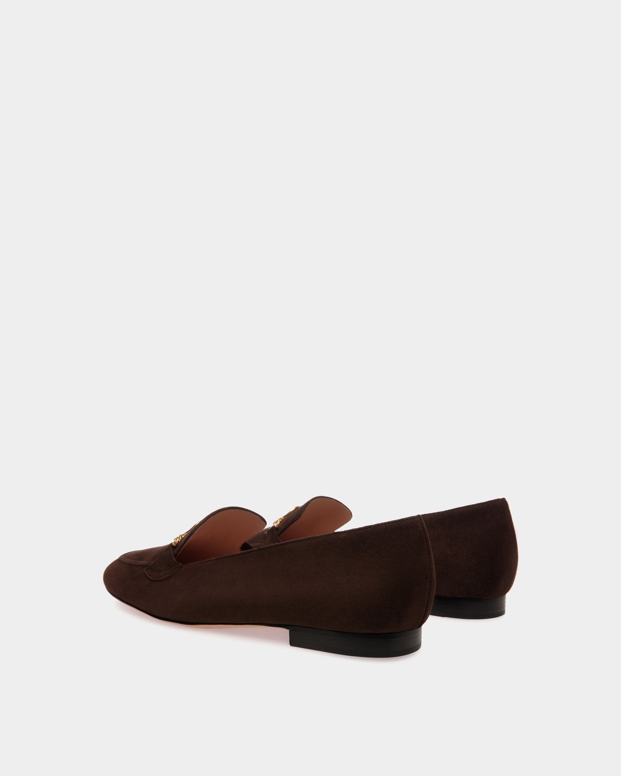 Daily Emblem Loafer in Ebano Suede - Women's - Bally - 04
