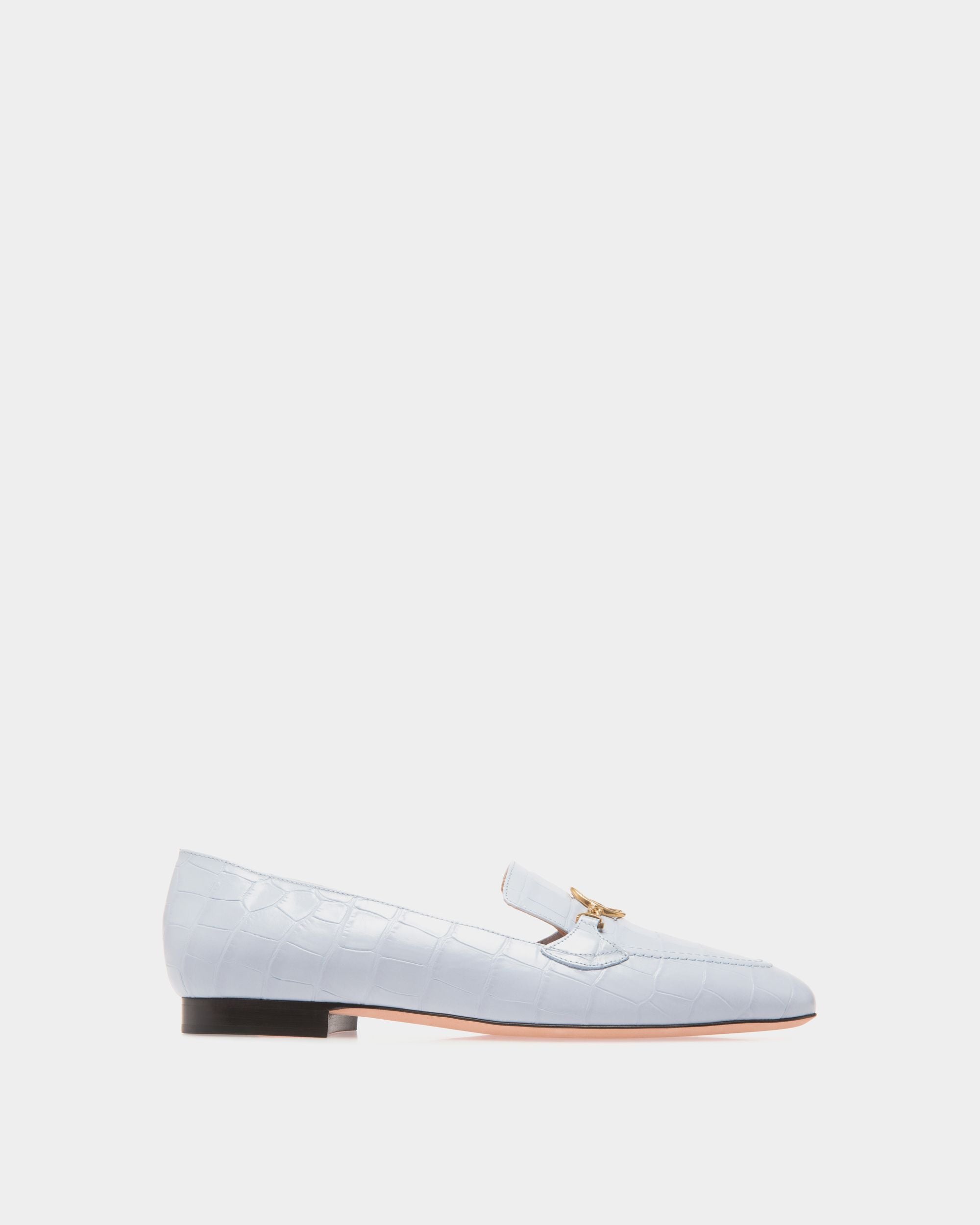 Daily Emblem Flats In Blue Leather - Women's - Bally - 01