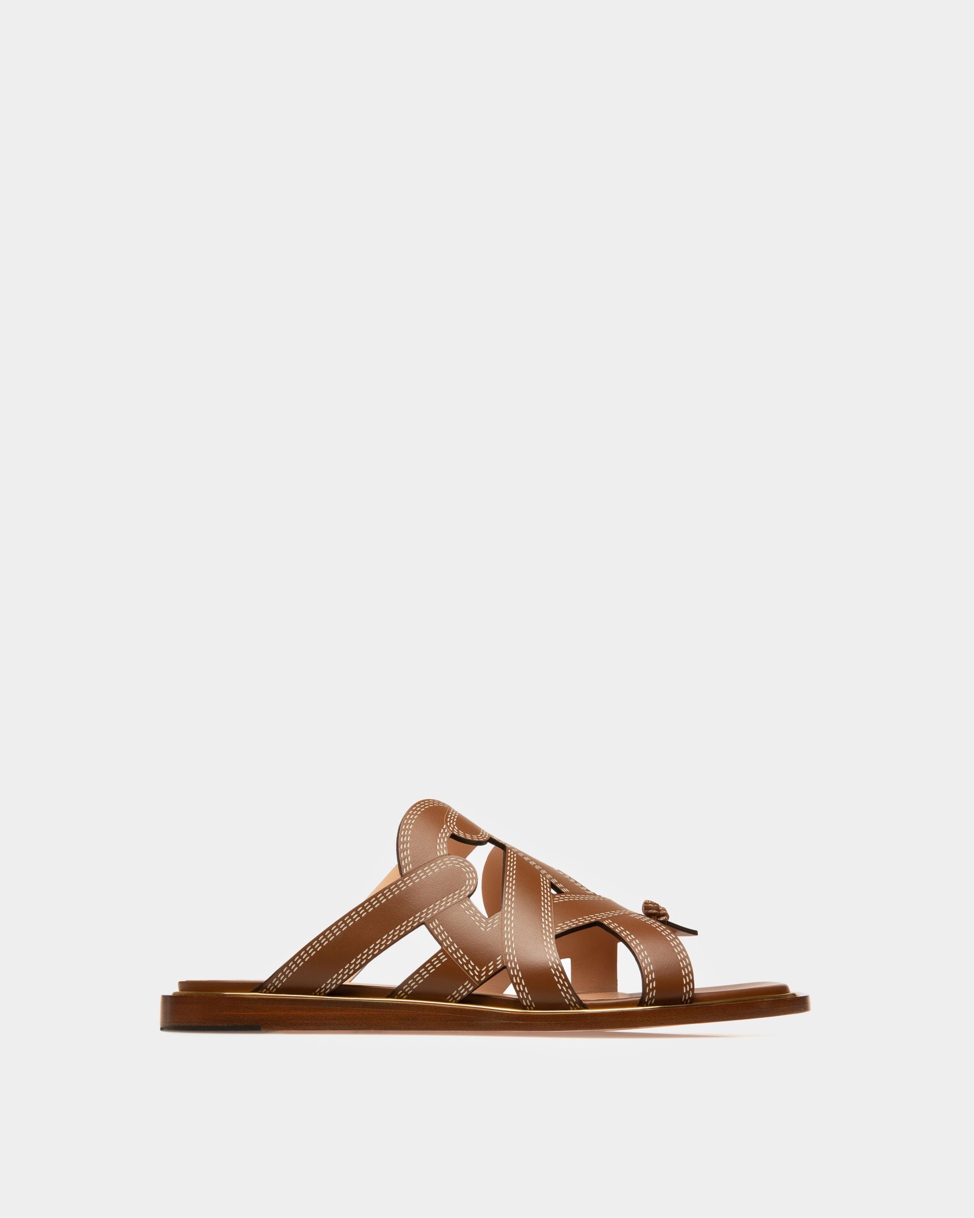 Glada Leather Flat Sandals In Tan - Women's - Bally - 01