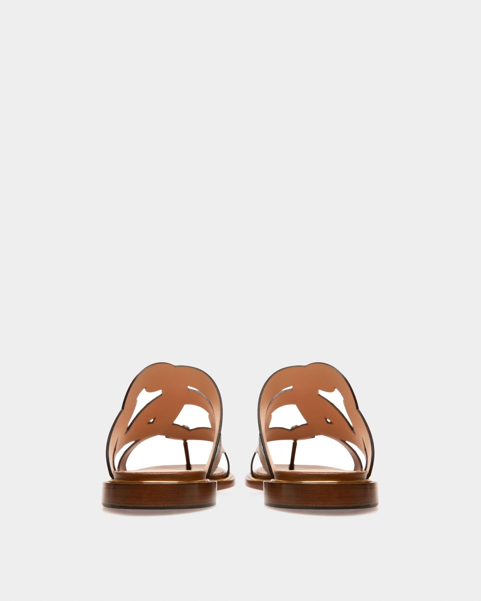 Glada Leather Flat Sandals In Tan - Women's - Bally - 04