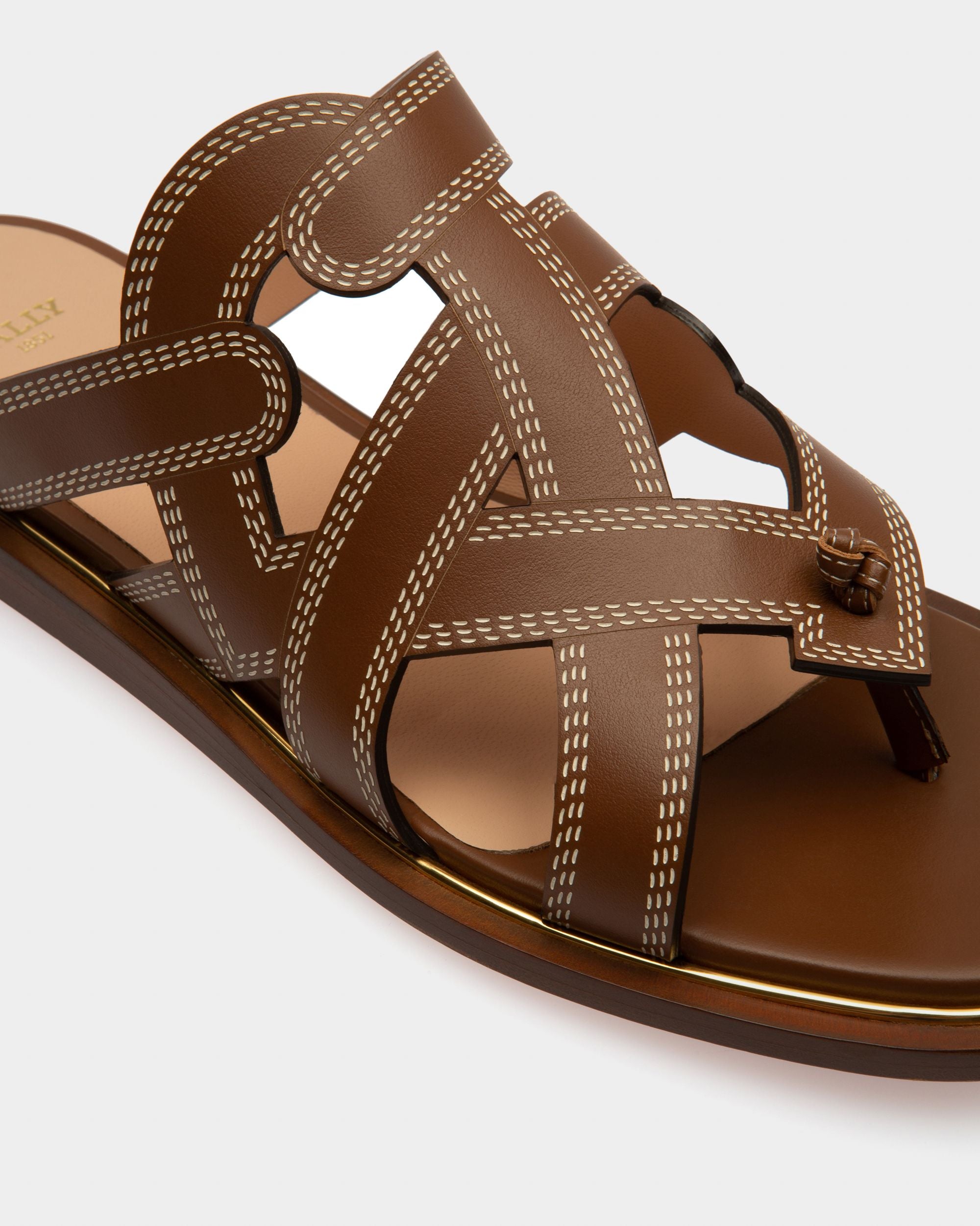 Glada Leather Flat Sandals In Tan - Women's - Bally - 05