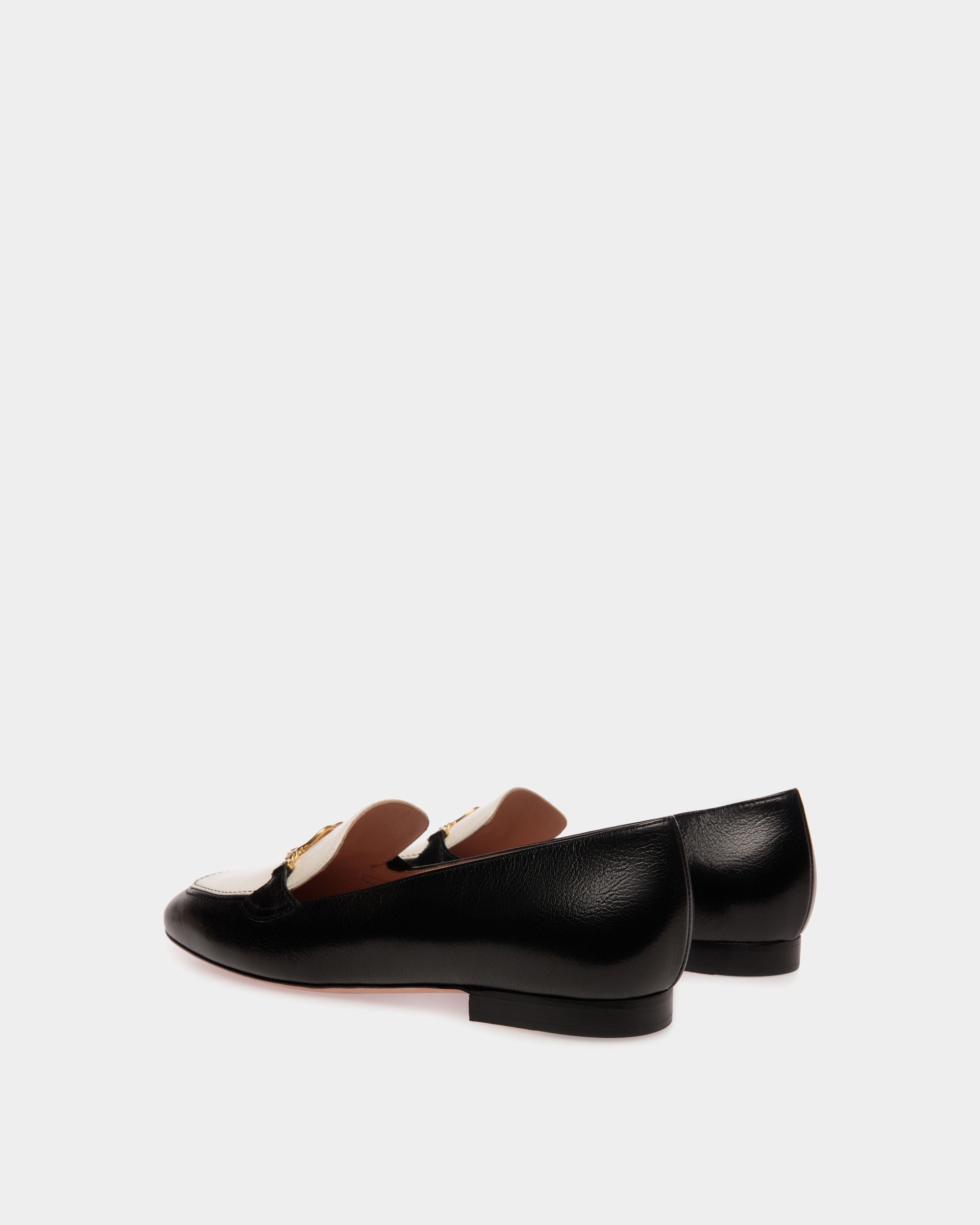 Daily Emblem Loafer in Black And White Leather - Women's - Bally - 03