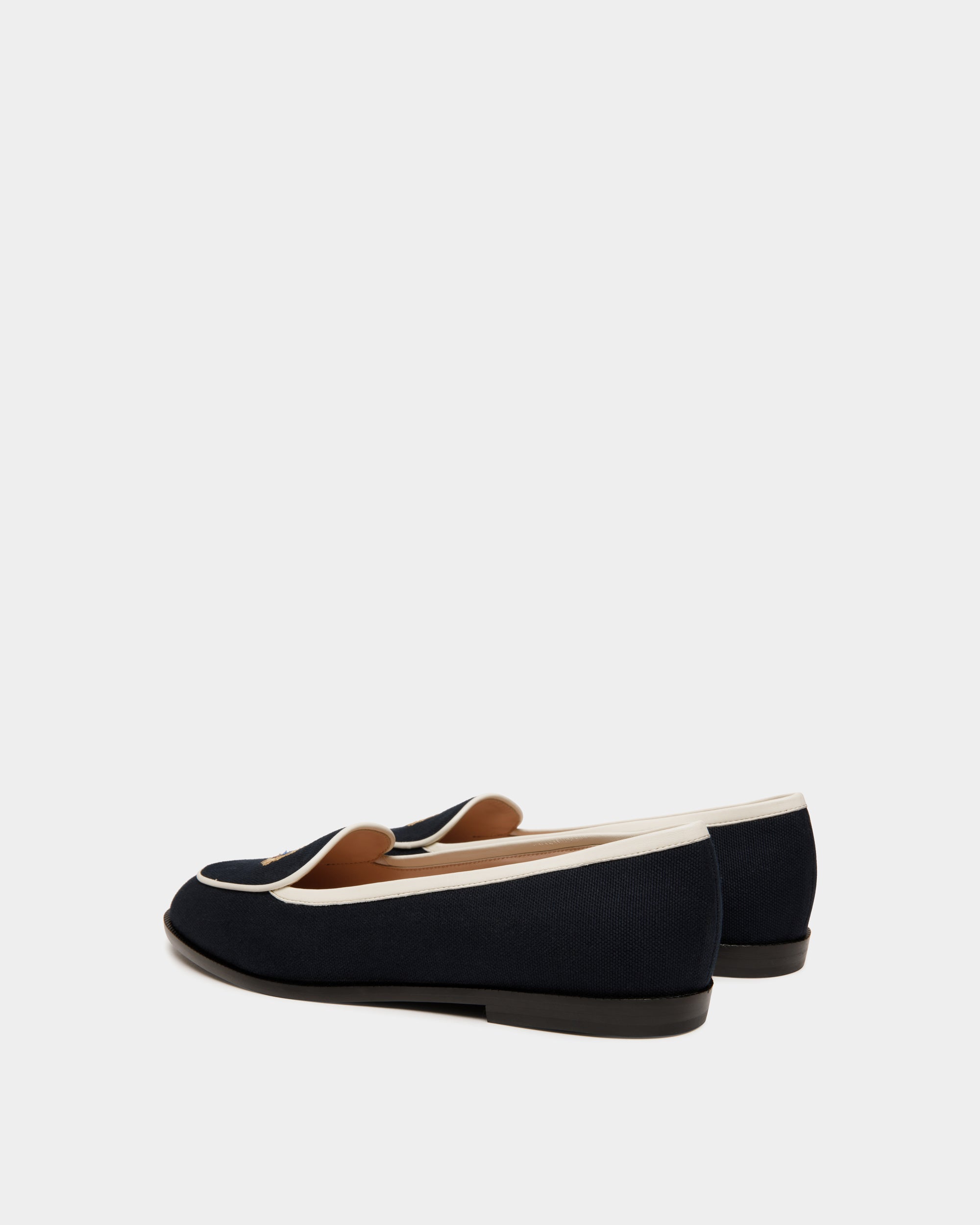 Elite Flat in Navy Blue Fabric - Women's - Bally - 03