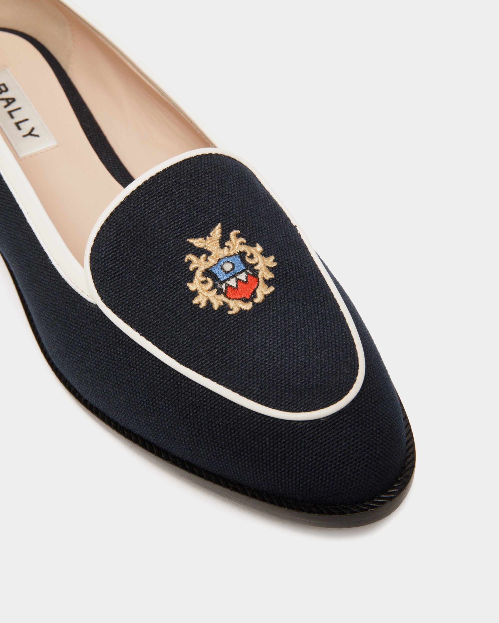 Elite Flat in Navy Blue Fabric - Women's - Bally - 05