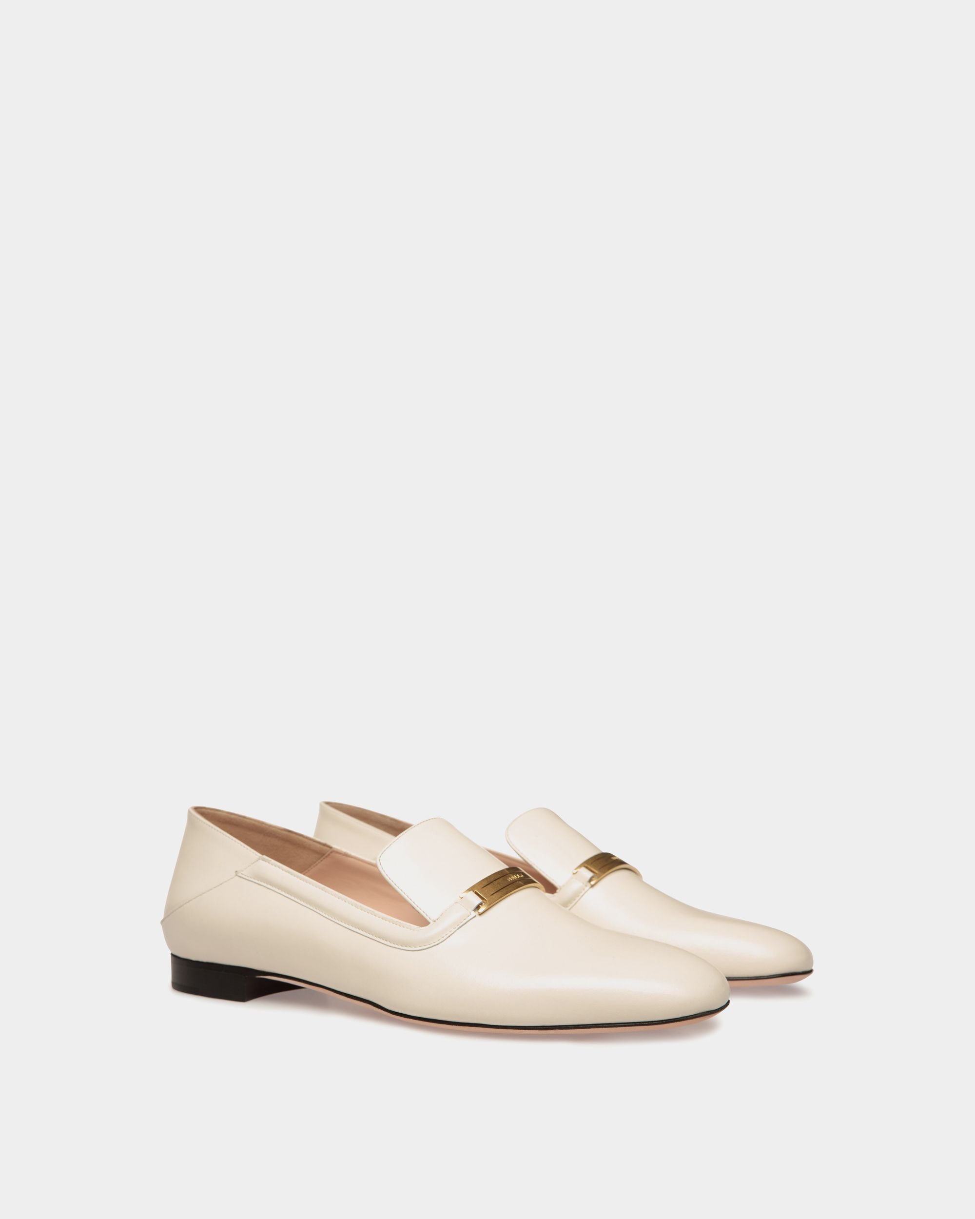 Deco Slipper in White Leather - Women's - Bally - 03