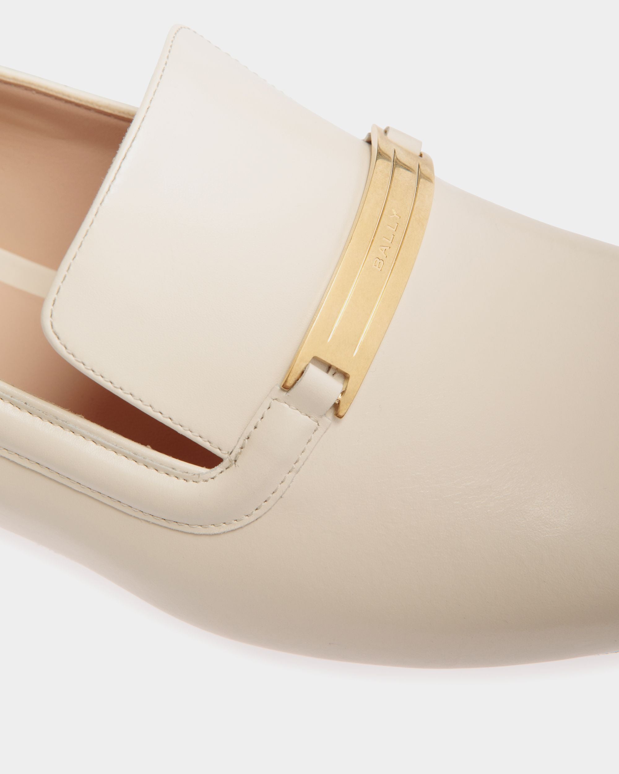 Deco Slipper in White Leather - Women's - Bally - 06