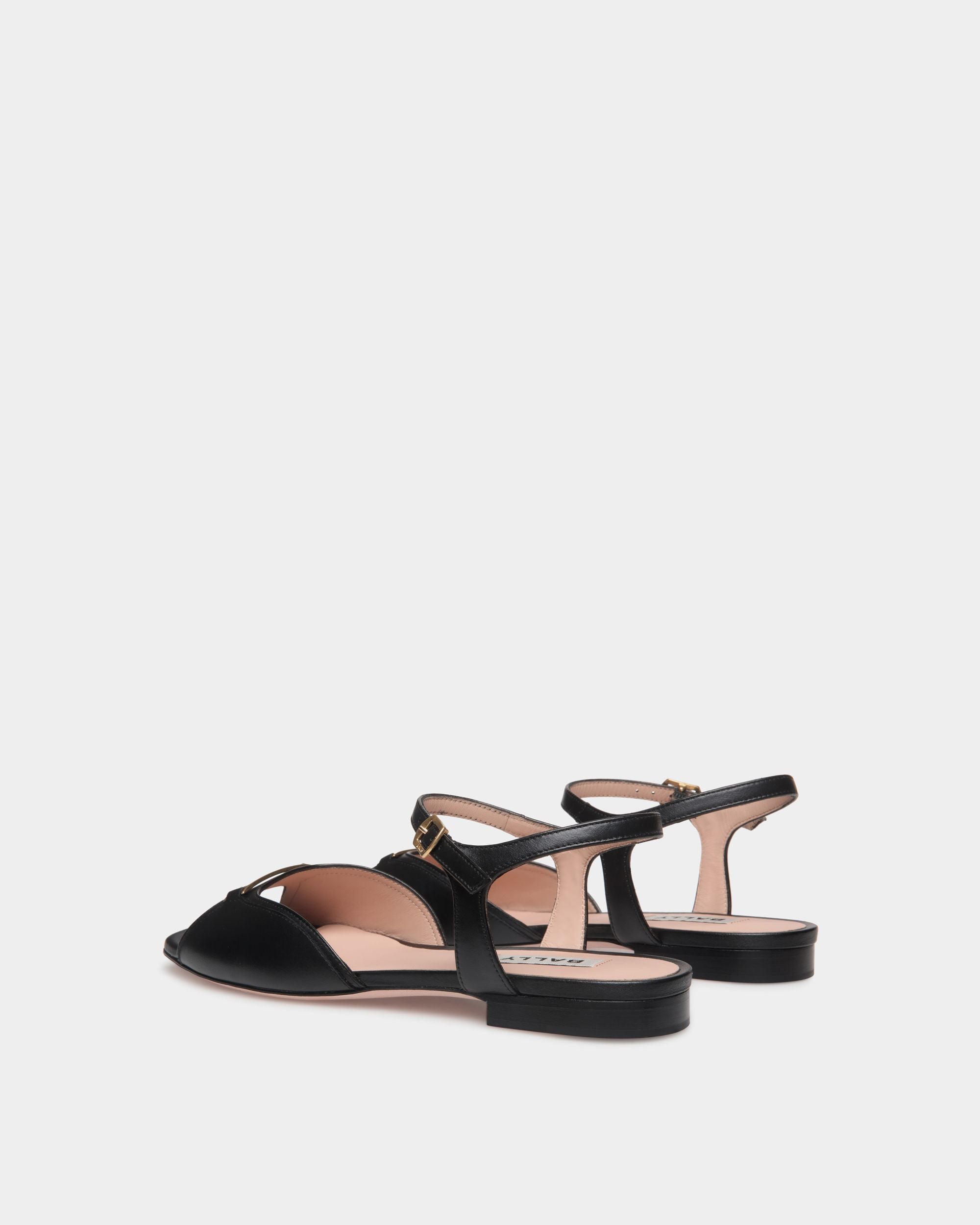 Deco Flat Sandal in Black Leather - Women's - Bally - 04
