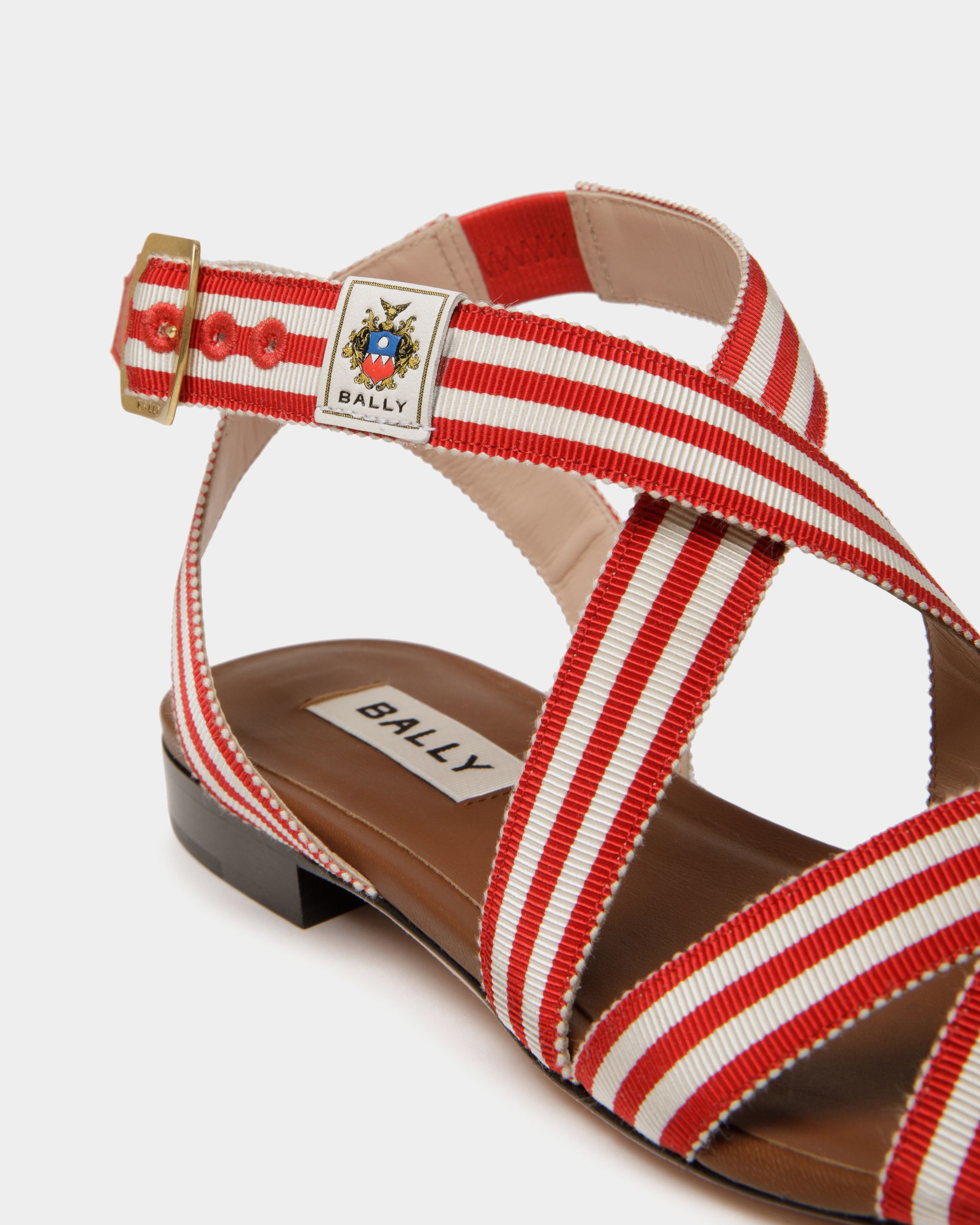 Sylt Flat Sandal in Red Fabric - Women's - Bally - 06