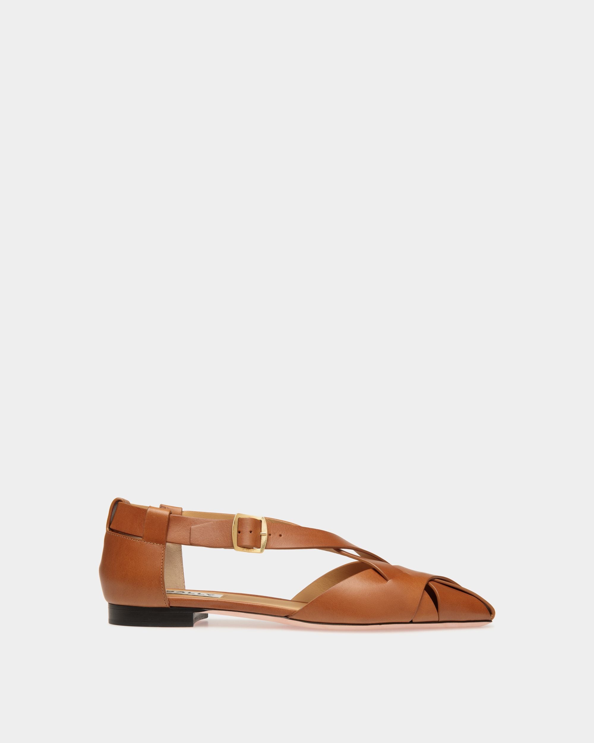 Sylt Flat in Brown Brushed Leather - Women's - Bally - 01