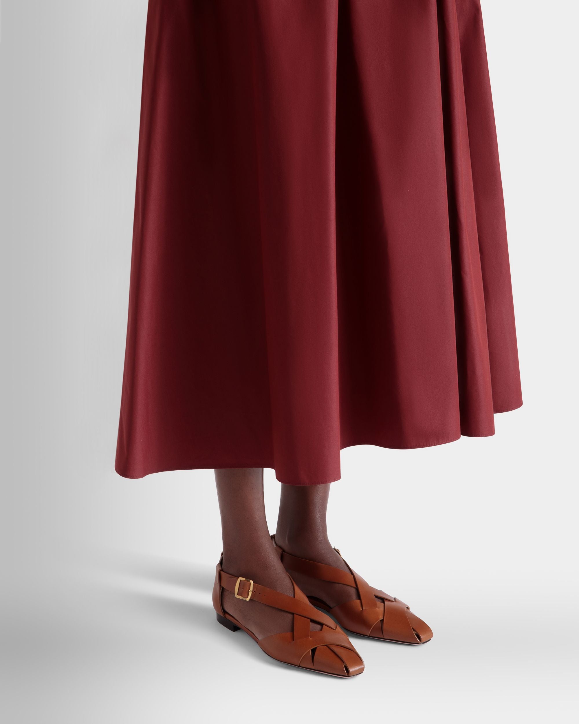 Sylt Flat in Brown Brushed Leather - Women's - Bally - 02