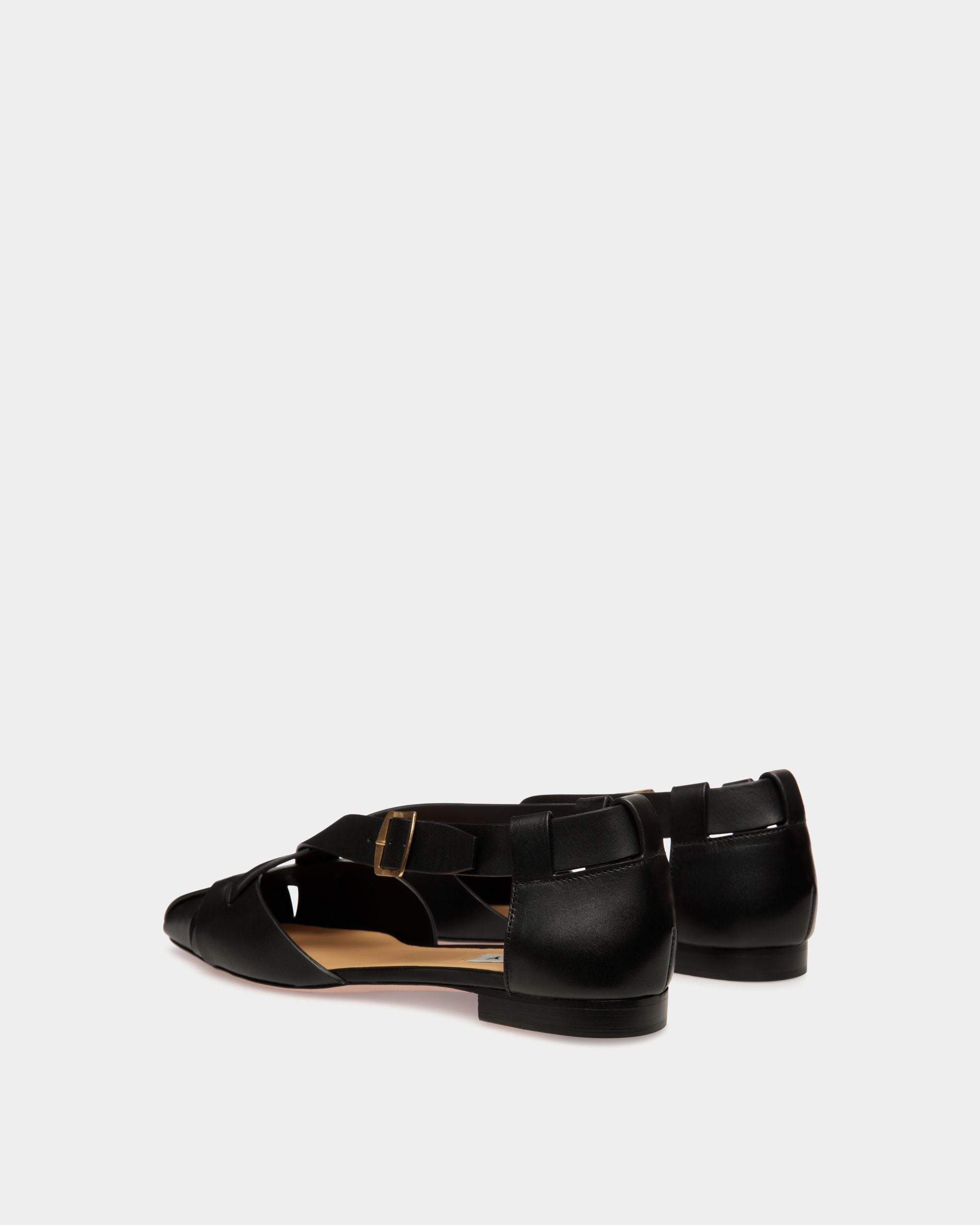 Sylt Flat in Black Brushed Leather - Women's - Bally - 04