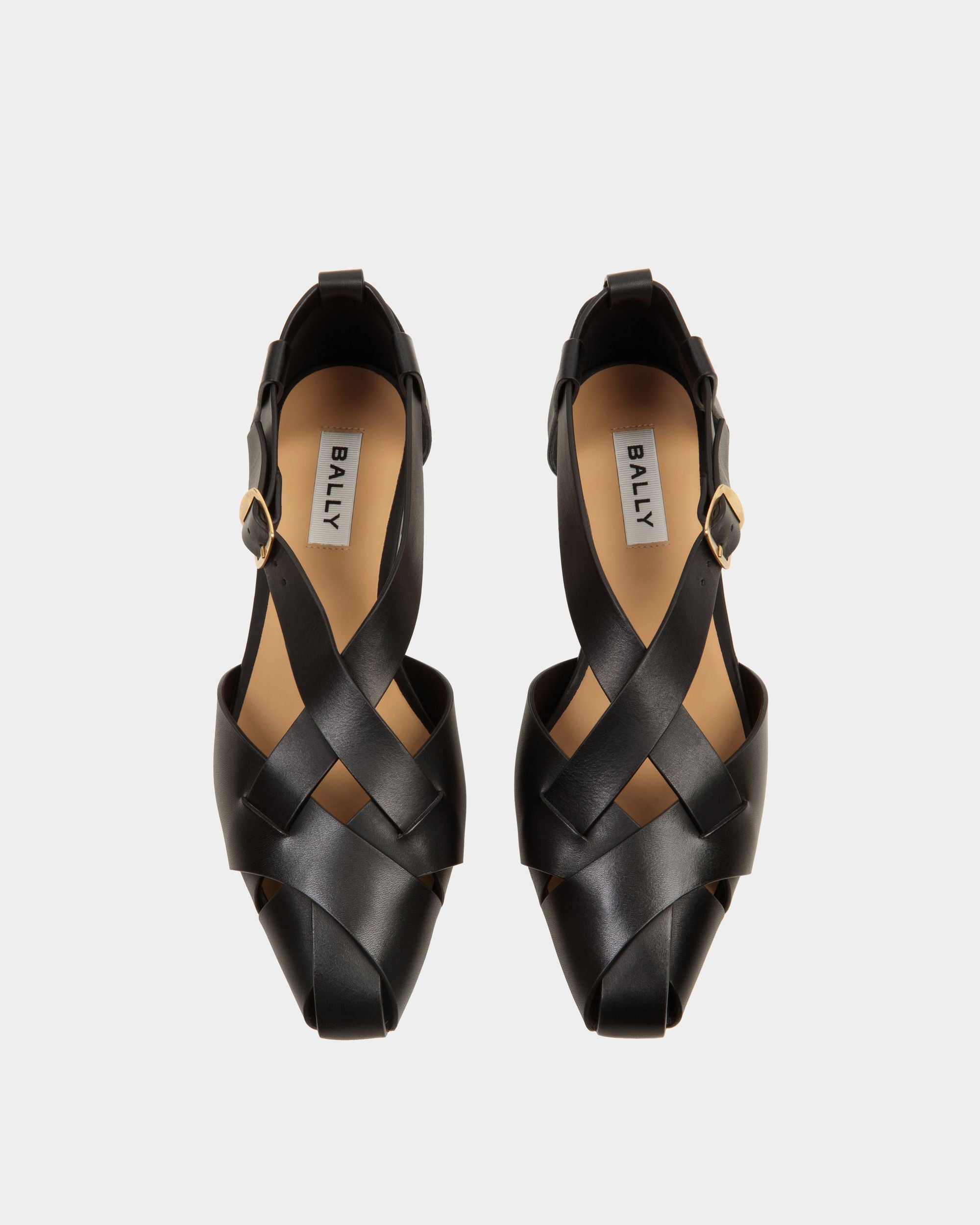 Sylt Flat in Black Brushed Leather - Women's - Bally - 05