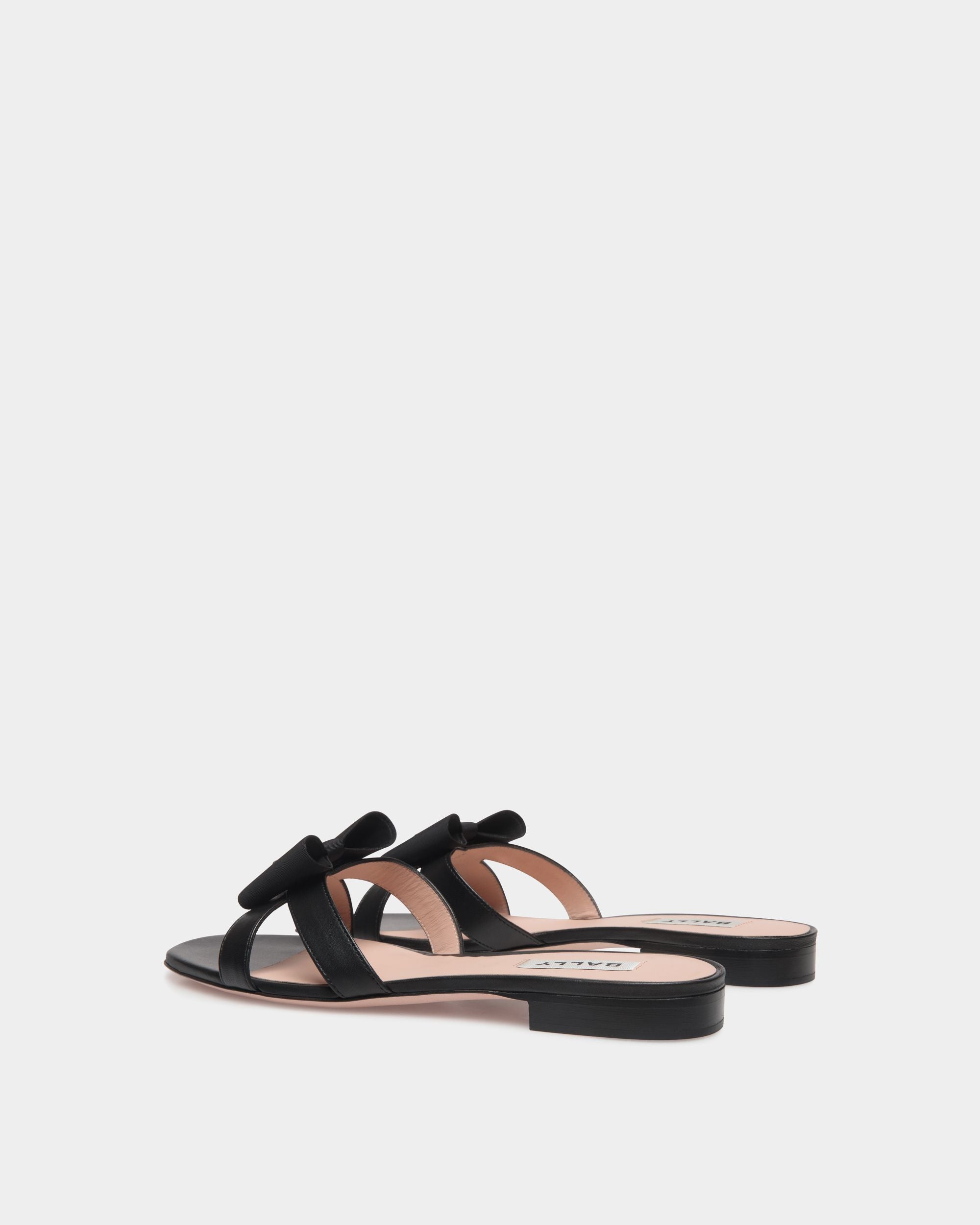 B-Bow Flat Sandal in Black Leather - Women's - Bally - 03