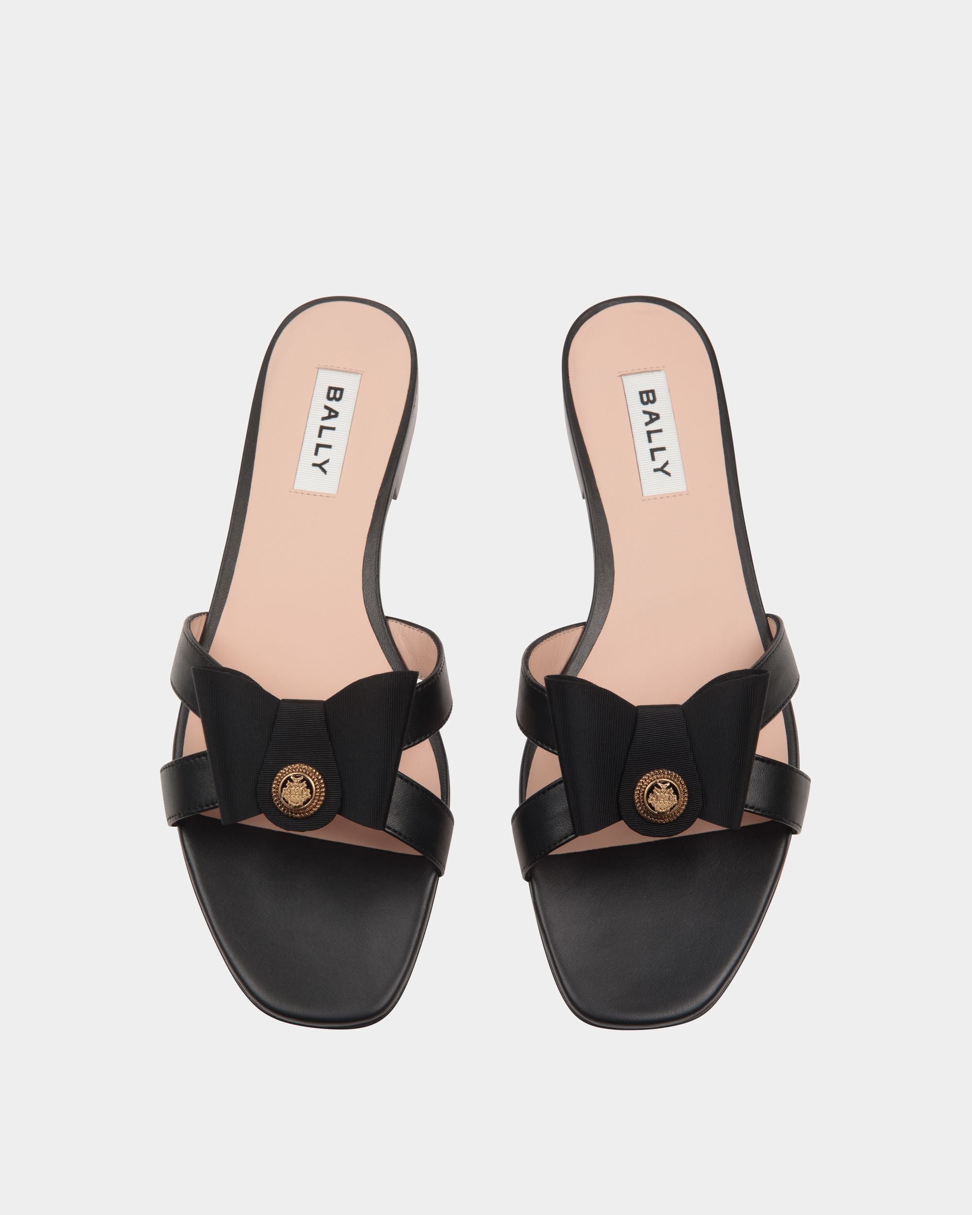 B-Bow Flat Sandal in Black Leather - Women's - Bally - 04