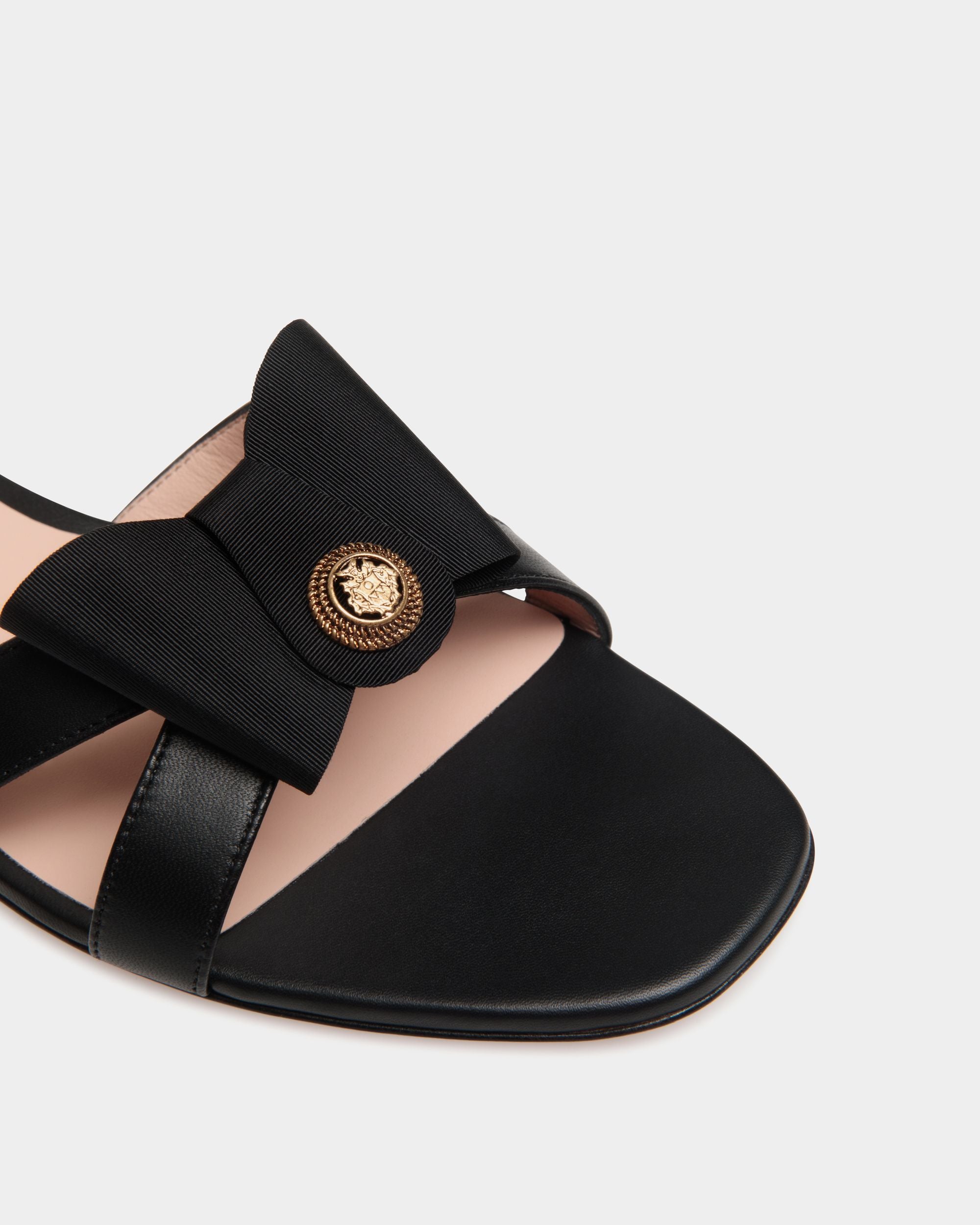 B-Bow Flat Sandal in Black Leather - Women's - Bally - 05