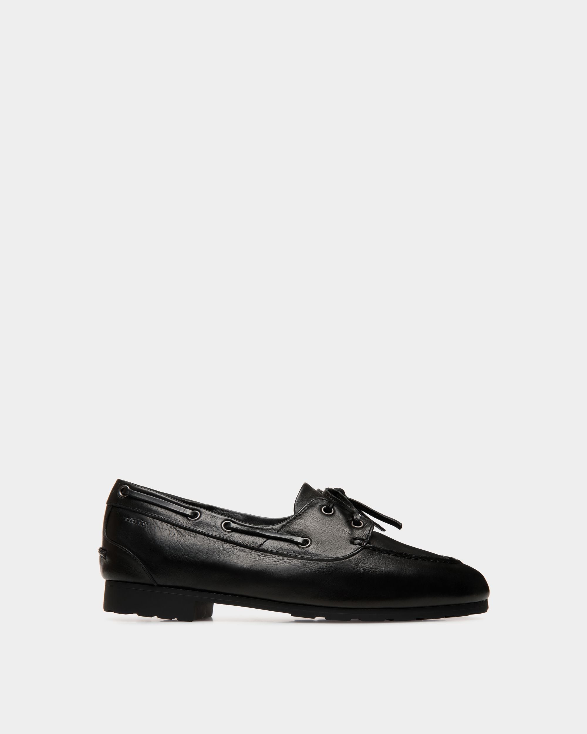 Plume Mocassin In Black Leather - Women's - Bally - 01