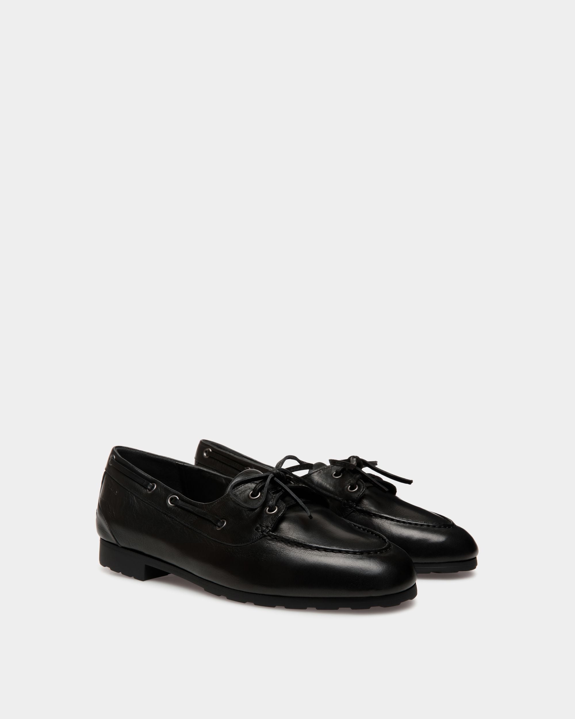 Plume Mocassin In Black Leather - Women's - Bally - 03