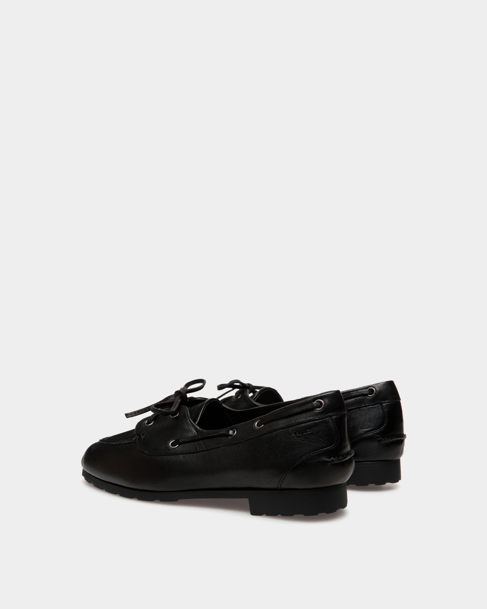 Plume Mocassin In Black Leather - Women's - Bally - 04