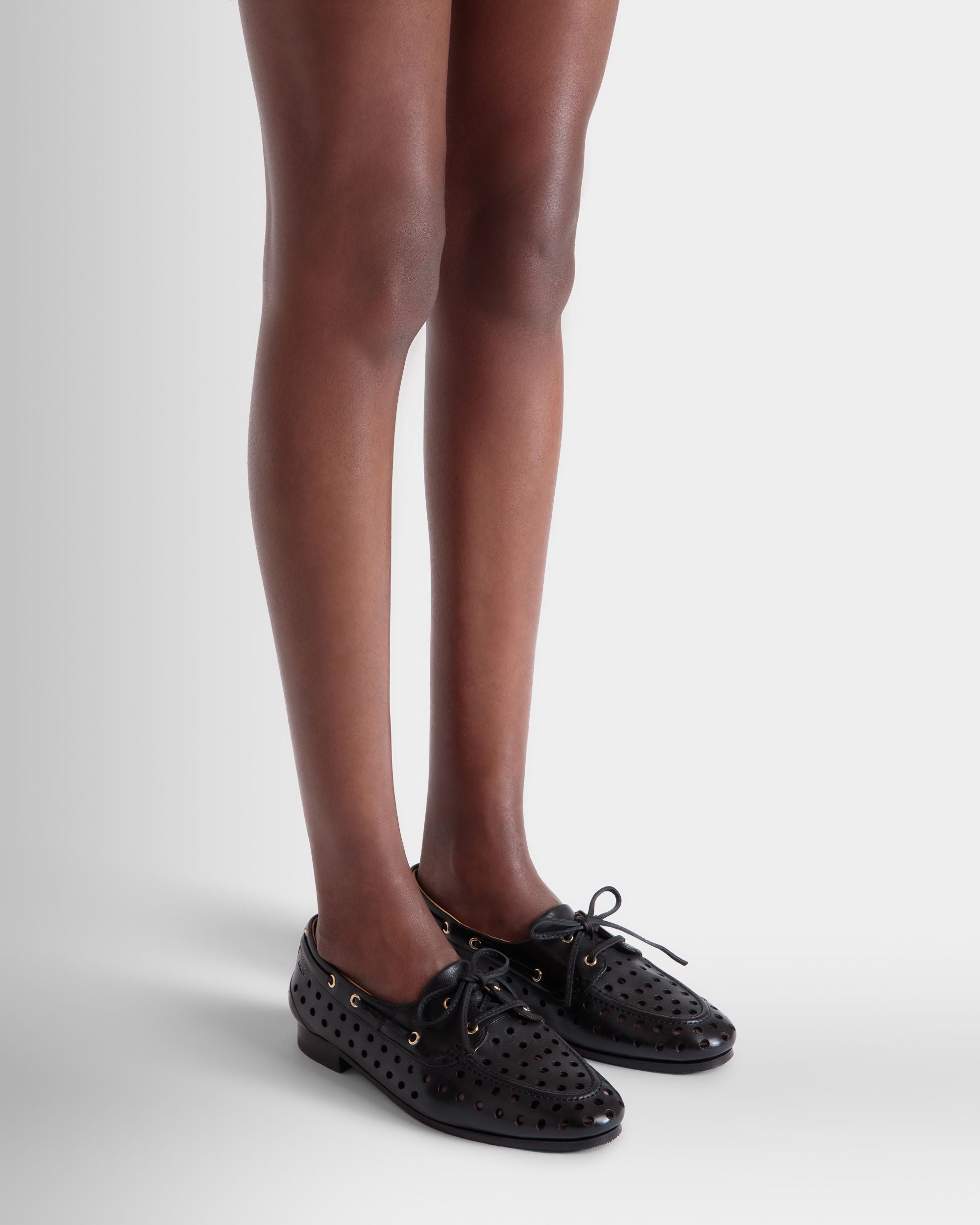 Plume Moccasin in Black Leather - Women's - Bally - 02