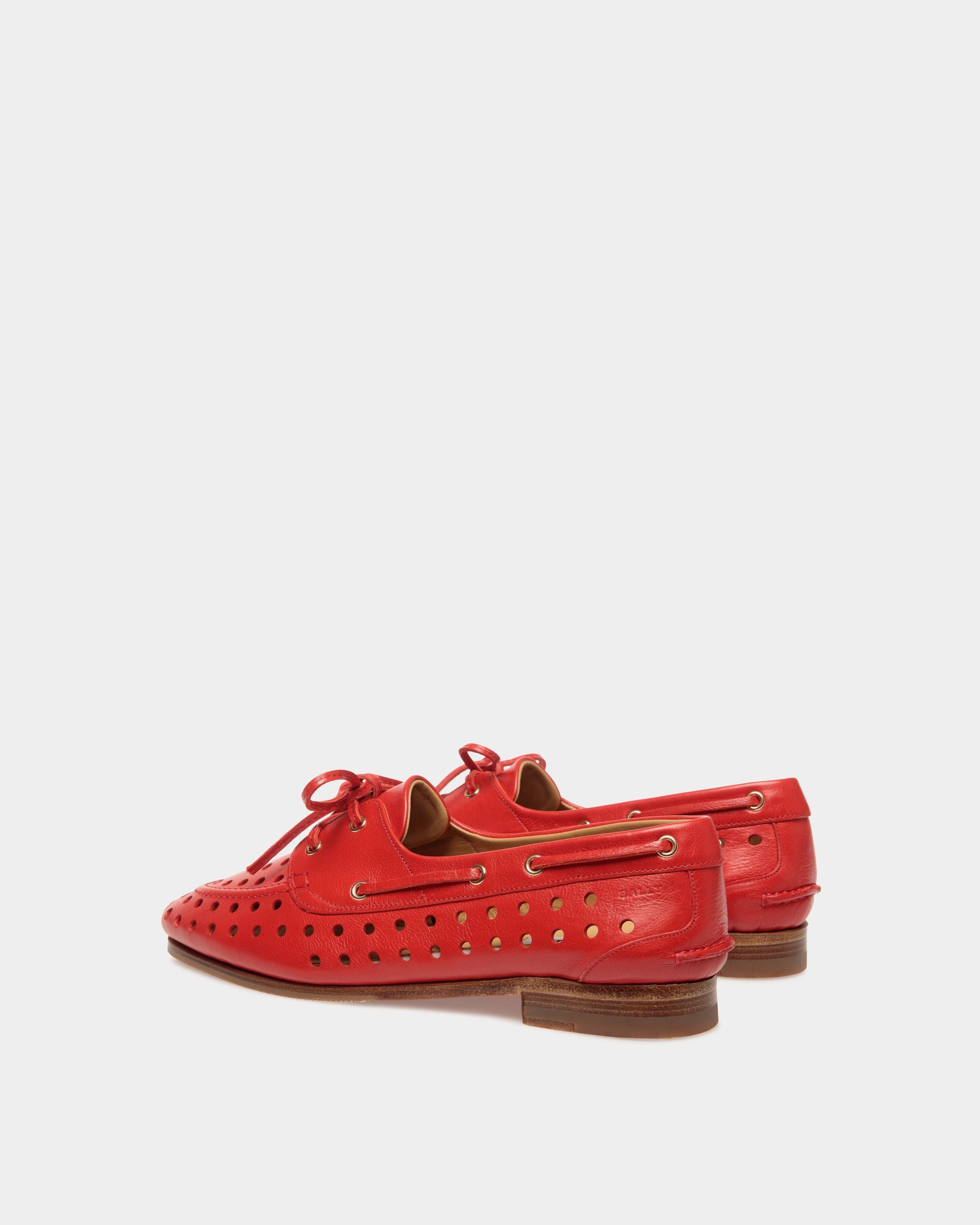 Plume Moccasin in Red Leather - Women's - Bally - 04
