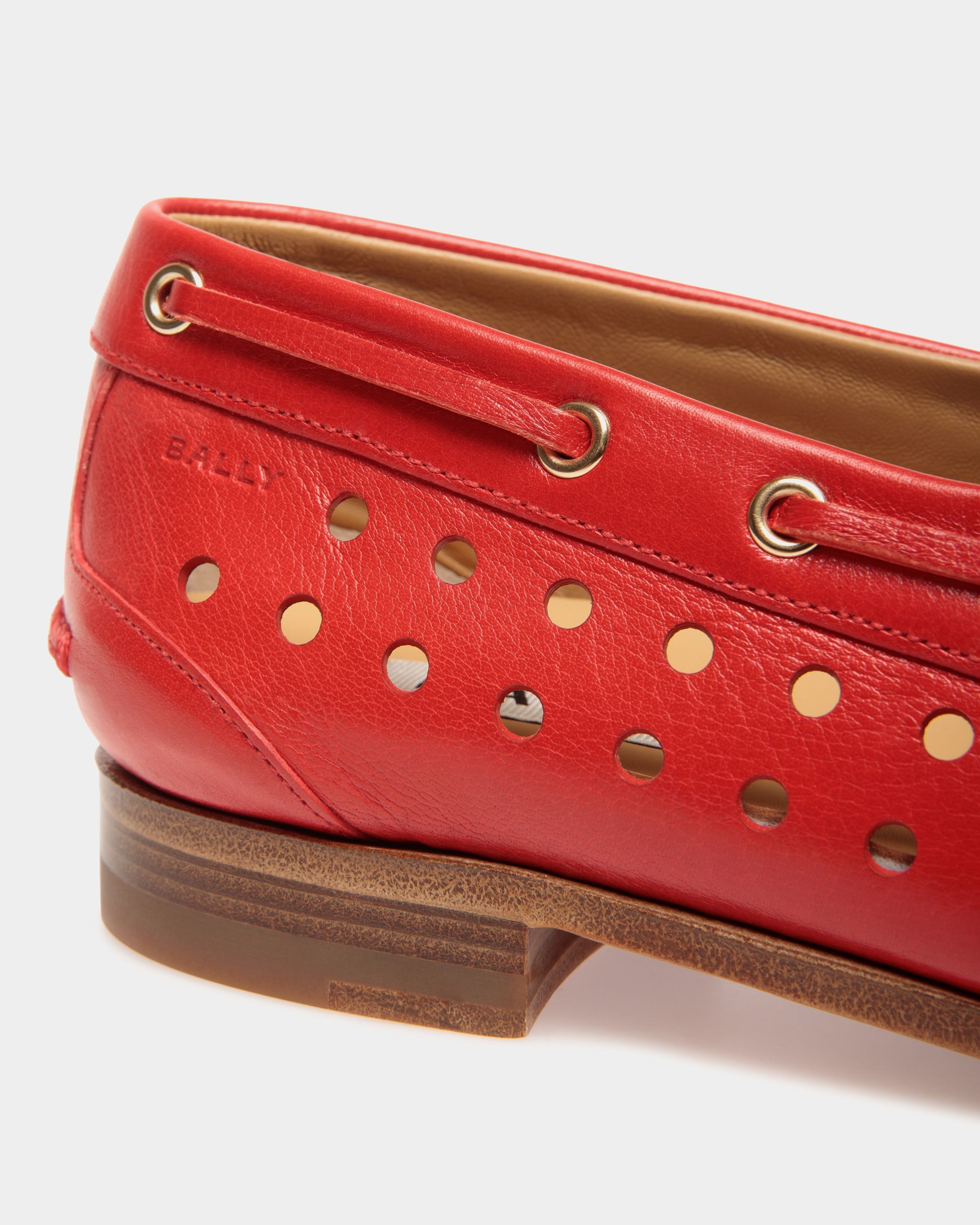 Plume Moccasin in Red Leather - Women's - Bally - 06