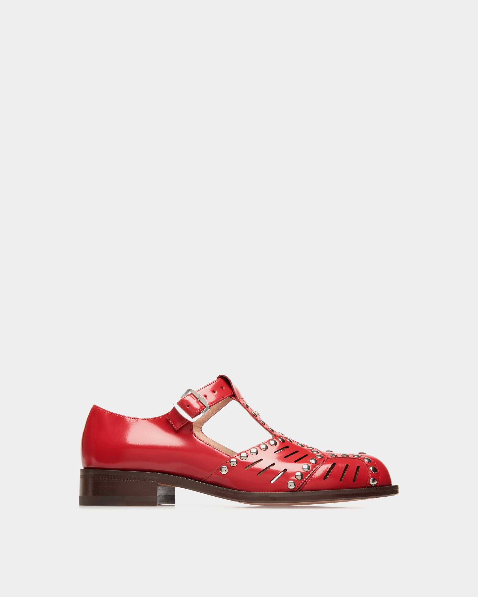 Spiegel Flat Sandal in Red Leather - Women's - Bally - 01