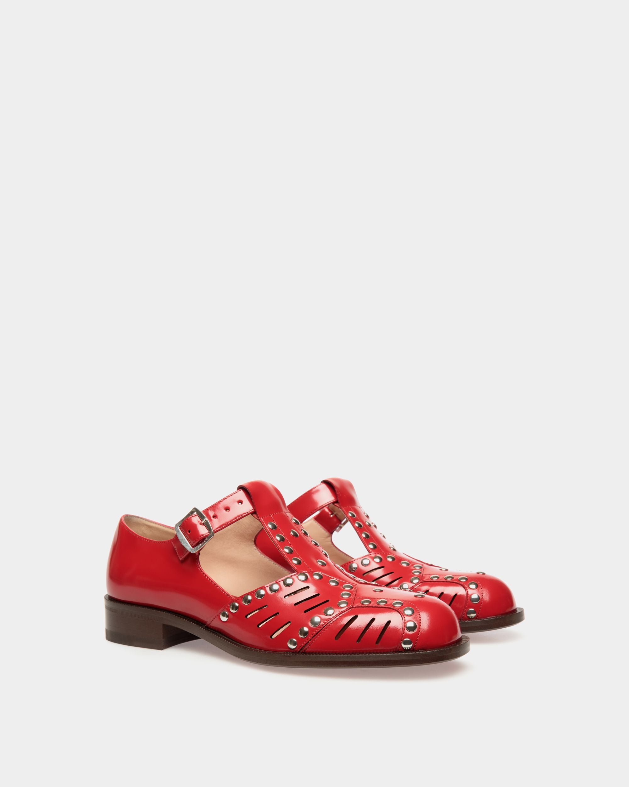 Spiegel Flat Sandal in Red Leather - Women's - Bally - 02