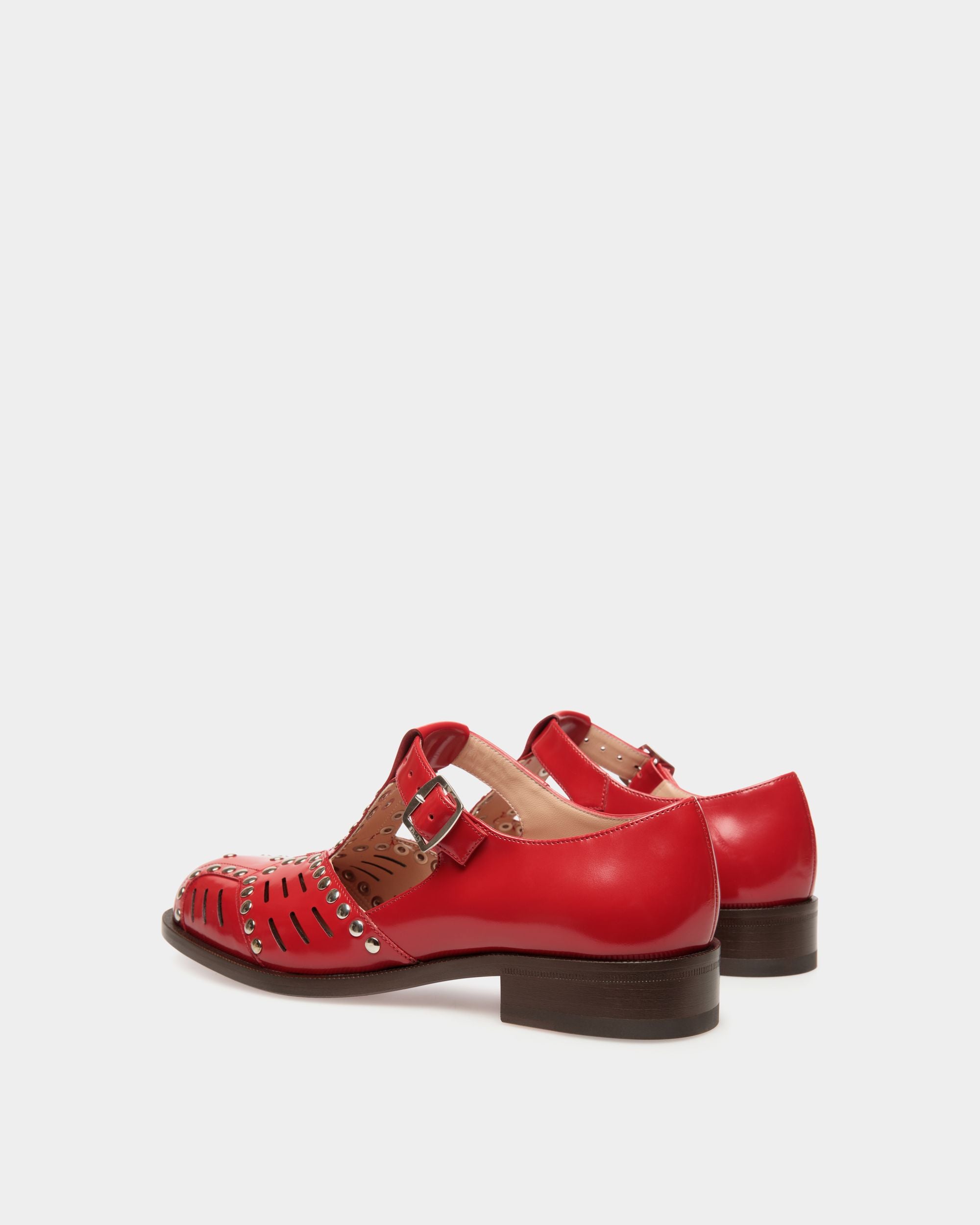 Spiegel Flat Sandal in Red Leather - Women's - Bally - 03