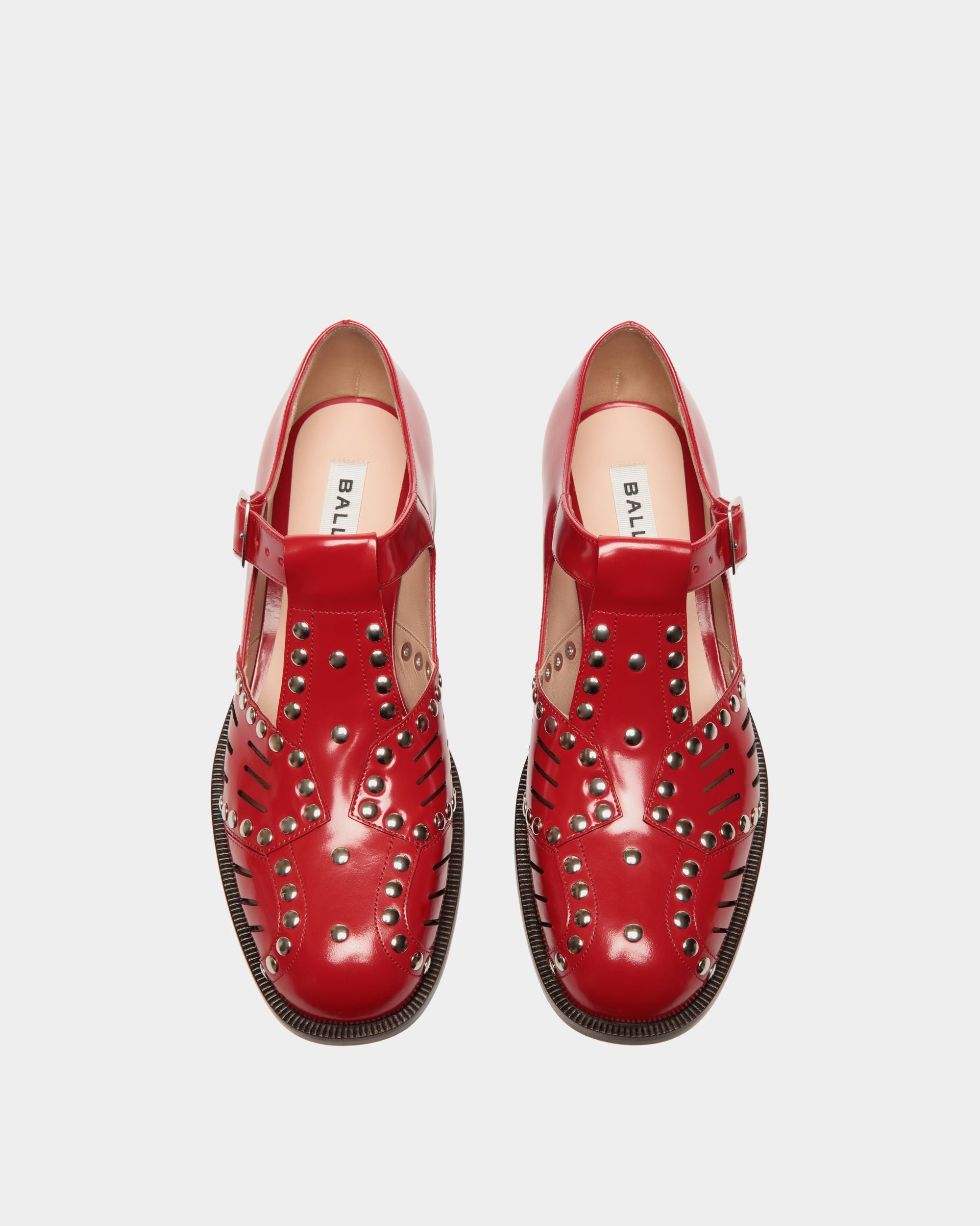 Spiegel Flat Sandal in Red Leather - Women's - Bally - 04