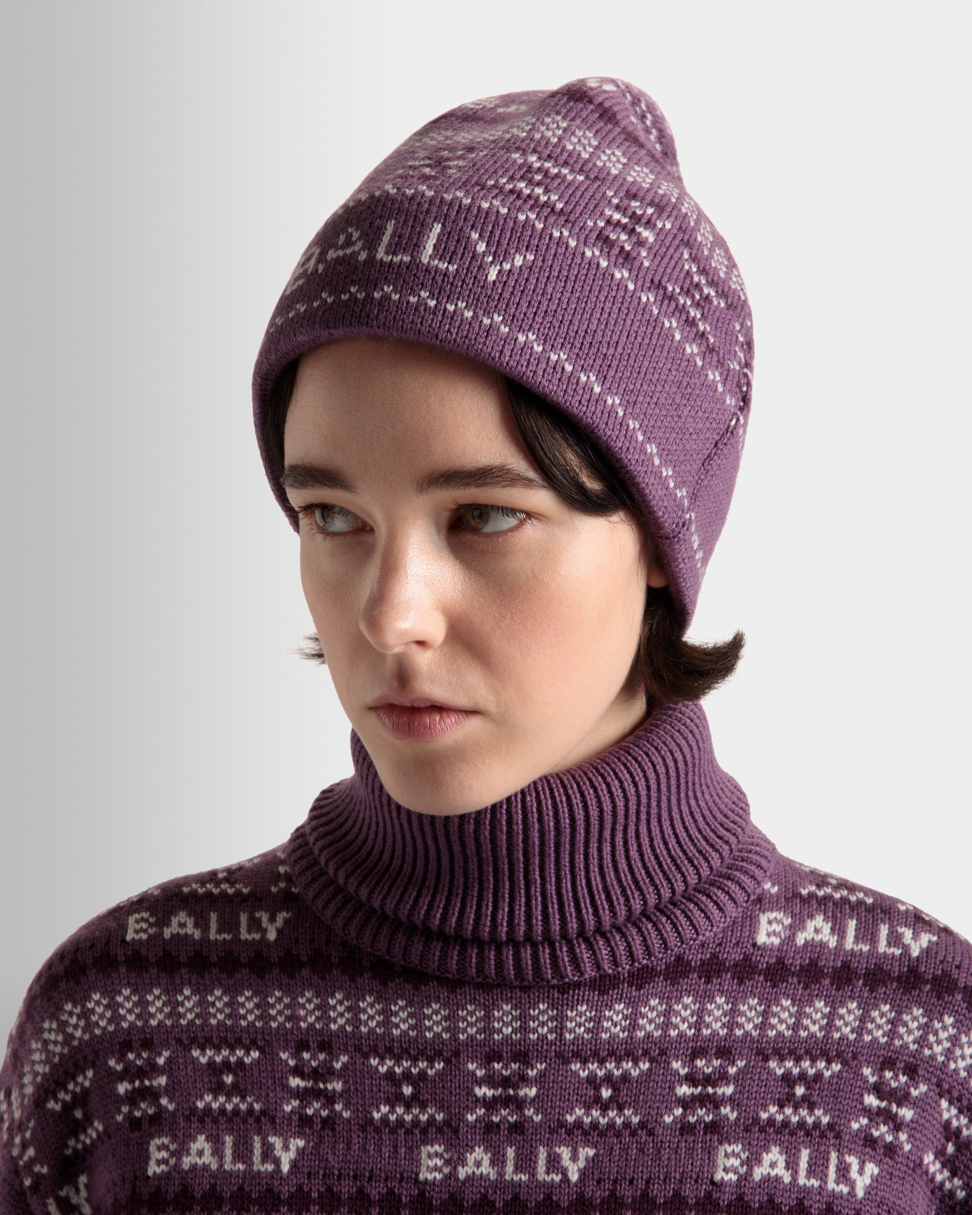 Beanie In Purple Wool - Women's - Bally - 02
