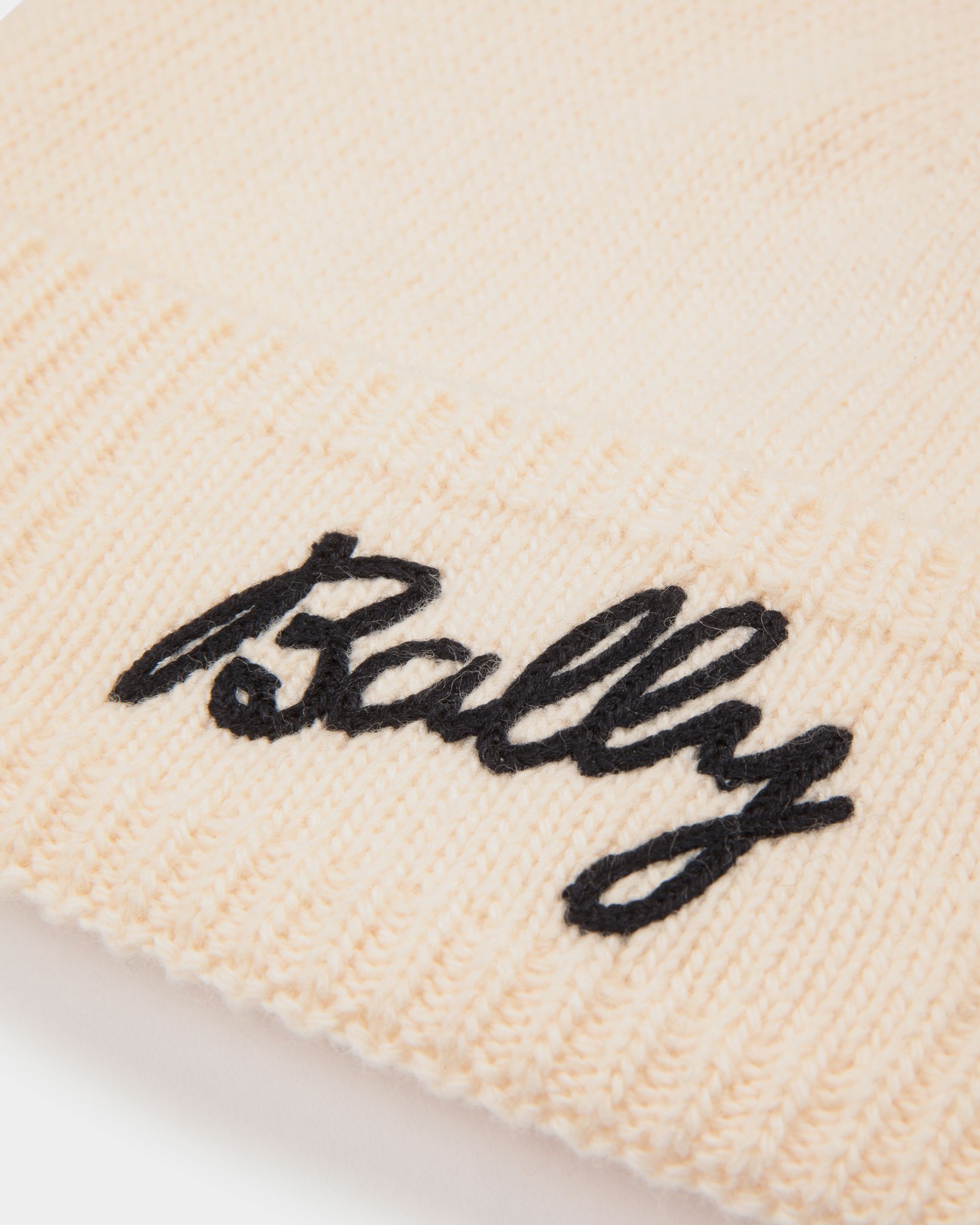 Beanie With a Logo In Ivory Wool - Women's - Bally - 02