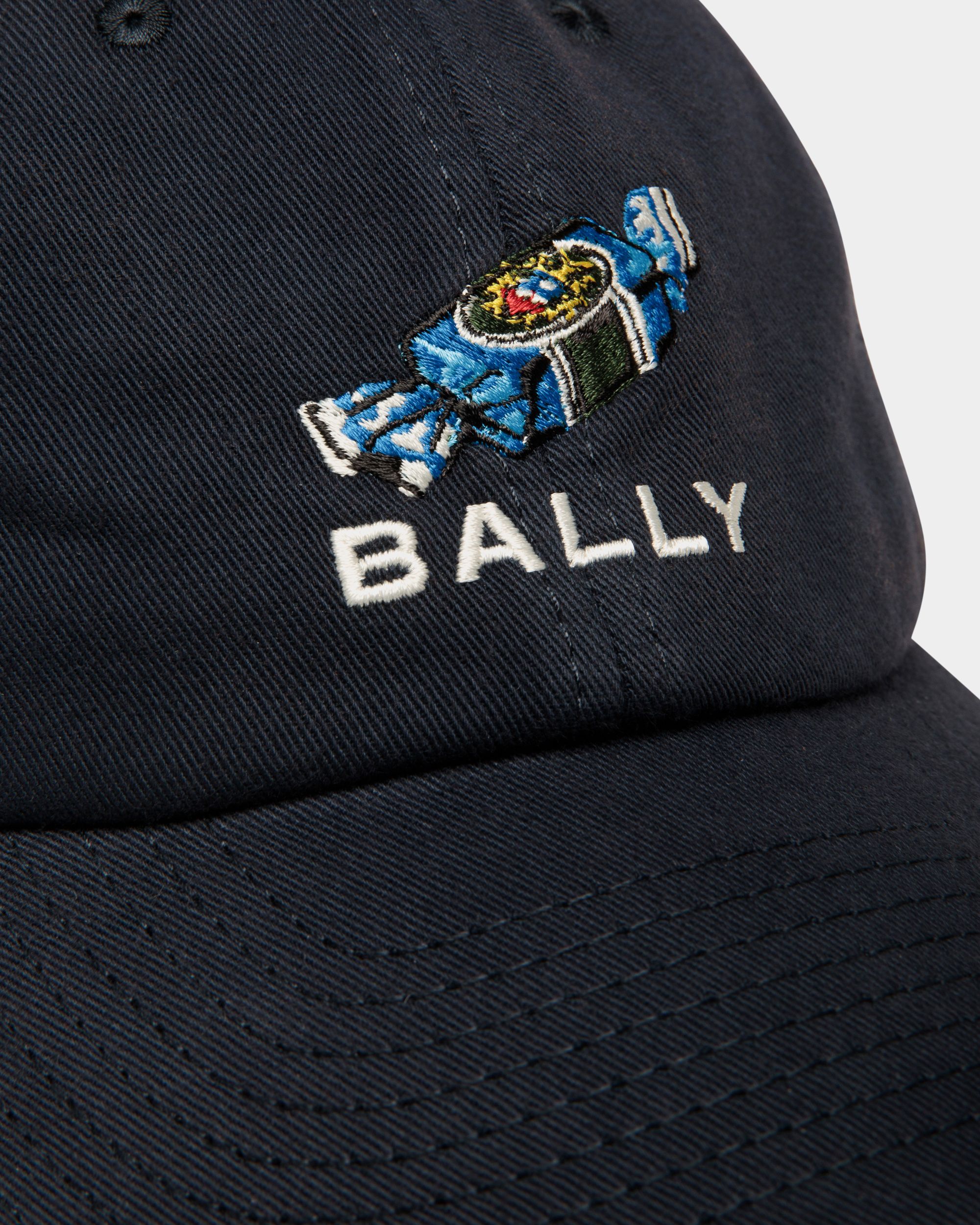 Baseball Hat With Choco-Candy Detail In Navy Blue Cotton - Women's - Bally - 03