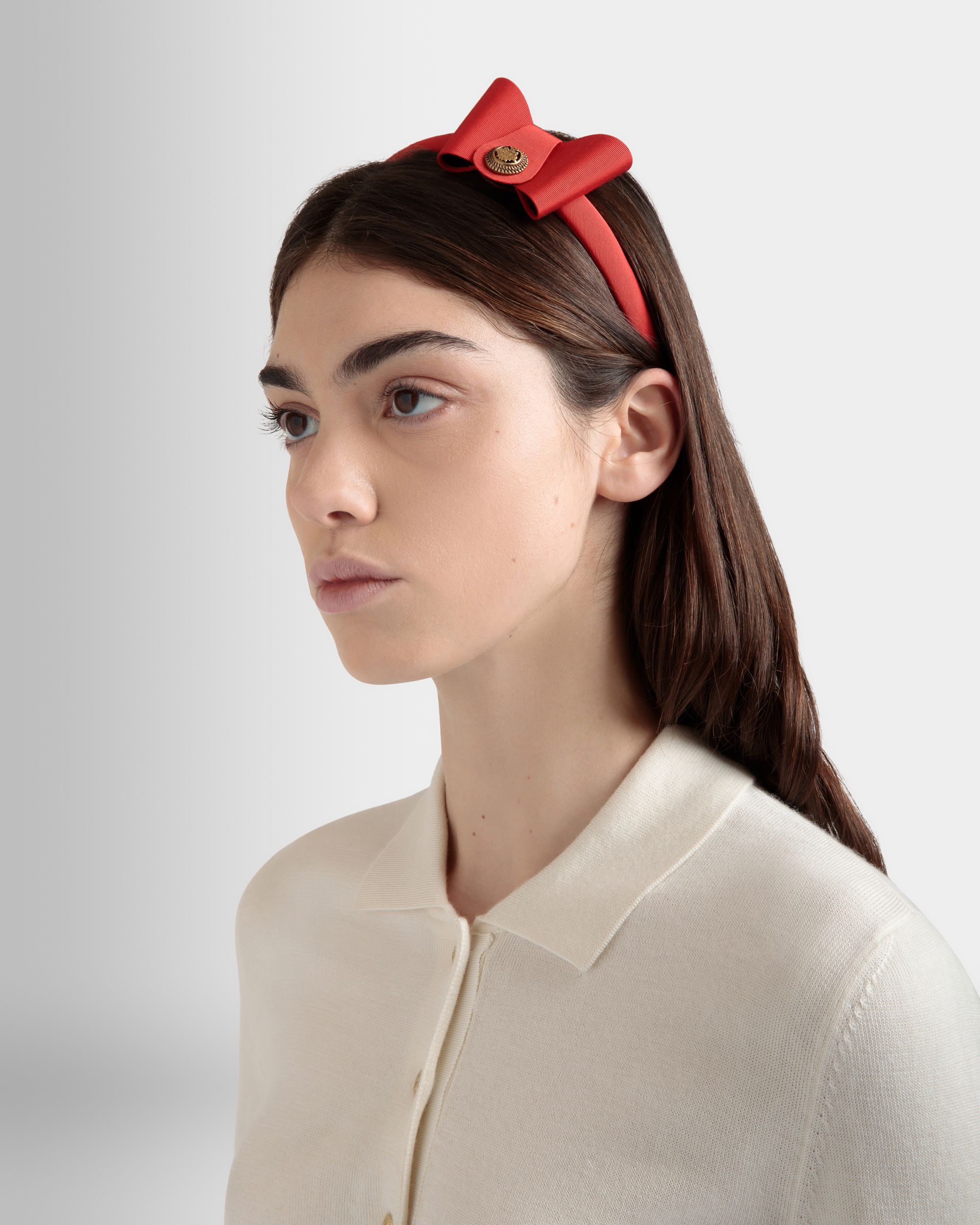 Headband With Bally Bow in Red - Women's - Bally - 02