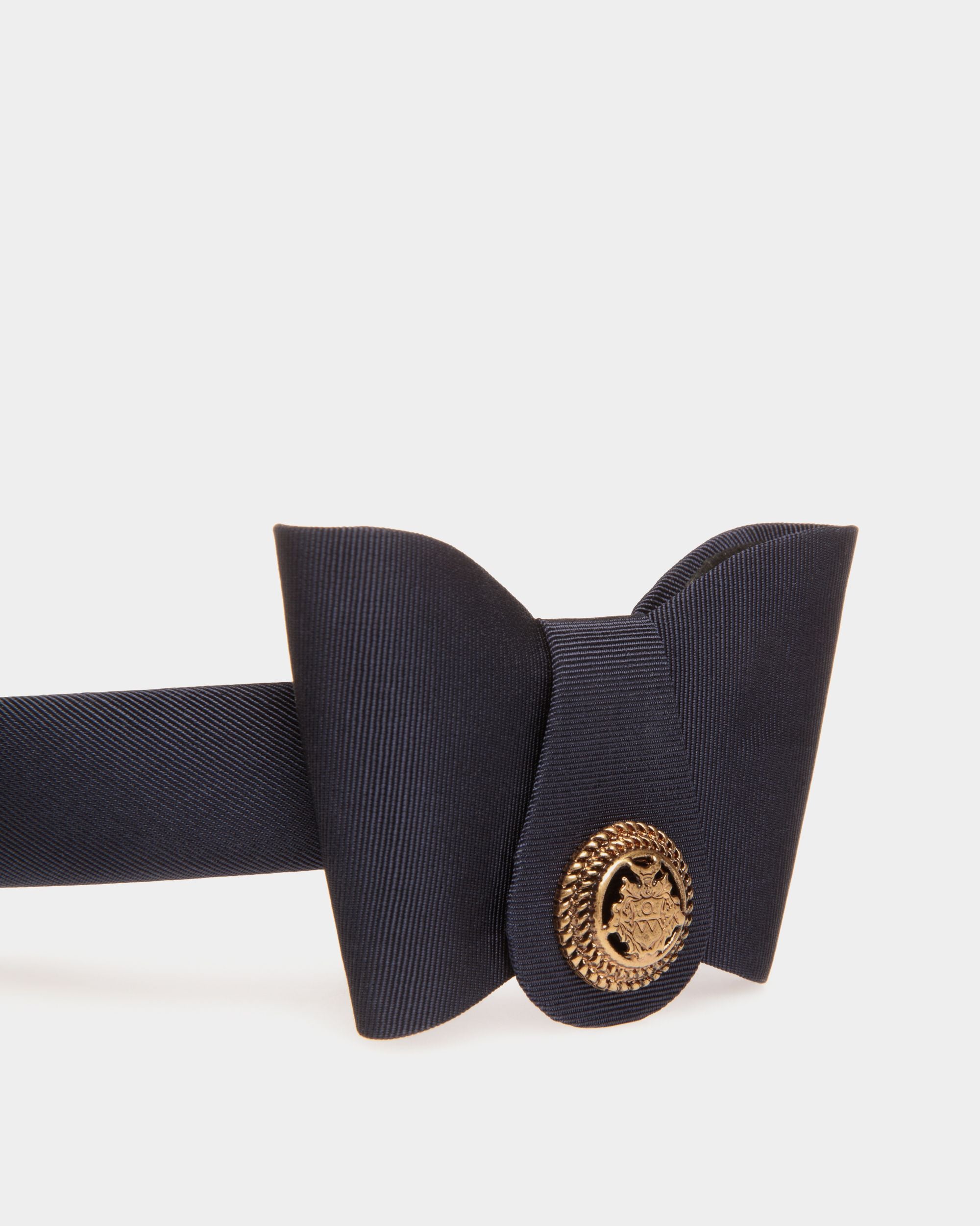 Headband With Bally Bow in Navy Blue - Women's - Bally - 04