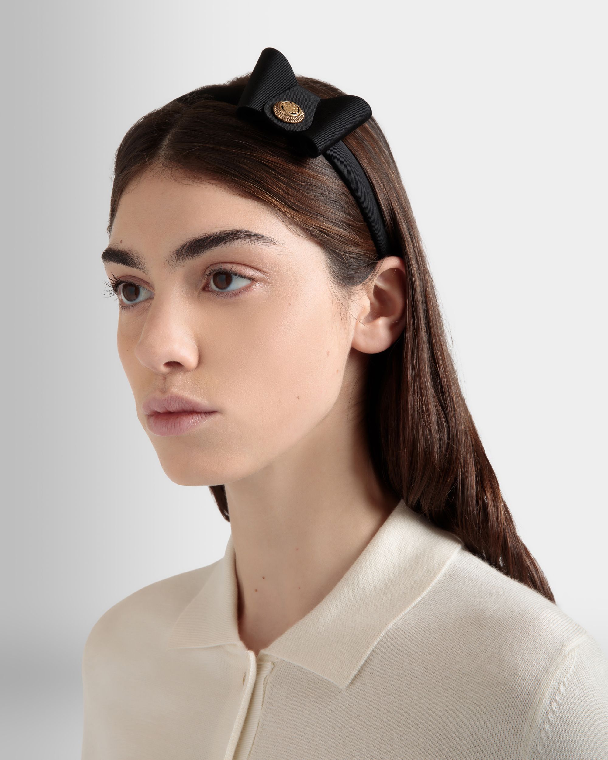 Headband With Bally Bow in Black - Women's - Bally - 02