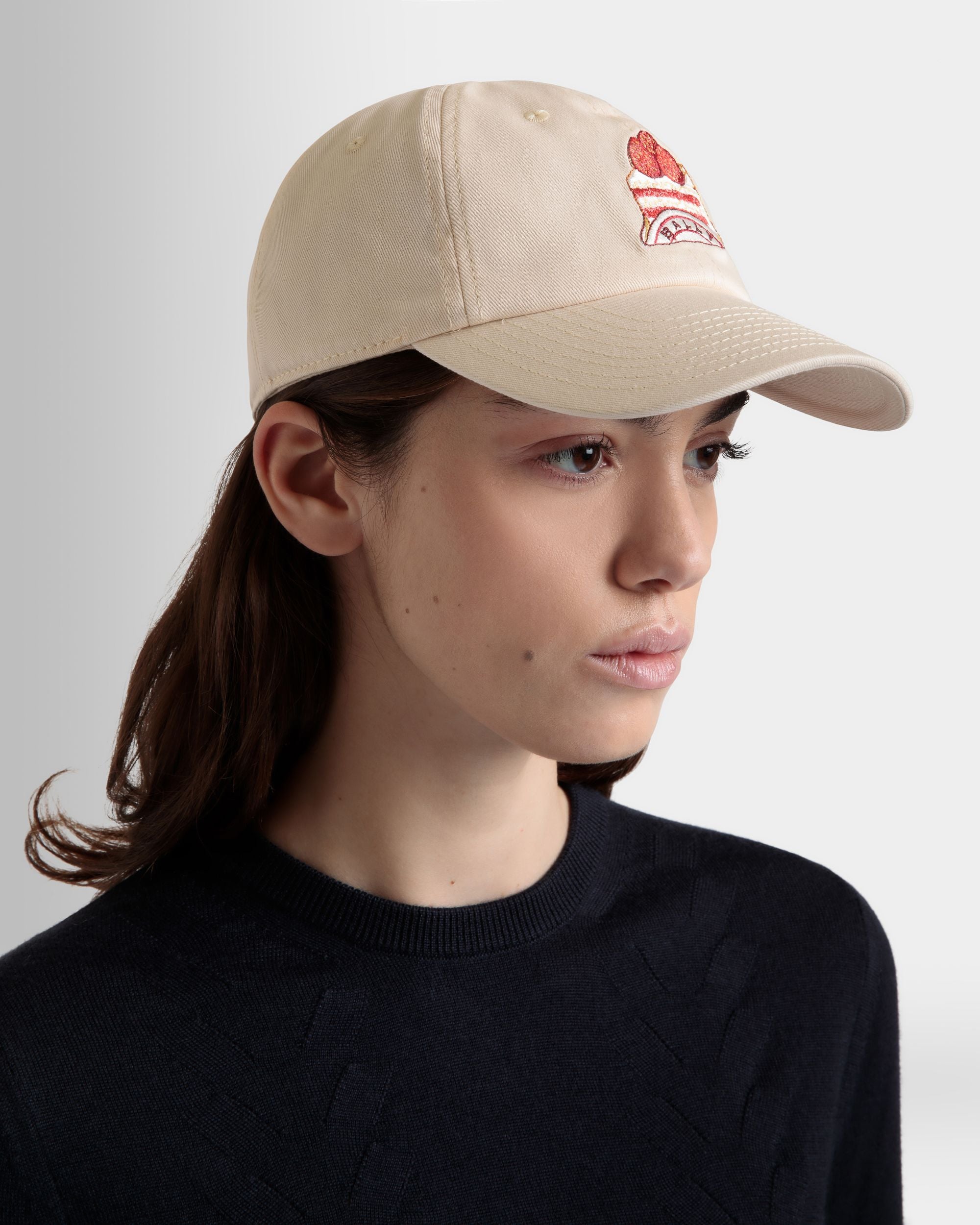 Baseball Hat in Natural Cotton with Bally Cake Embroidery - Women's - Bally - 02