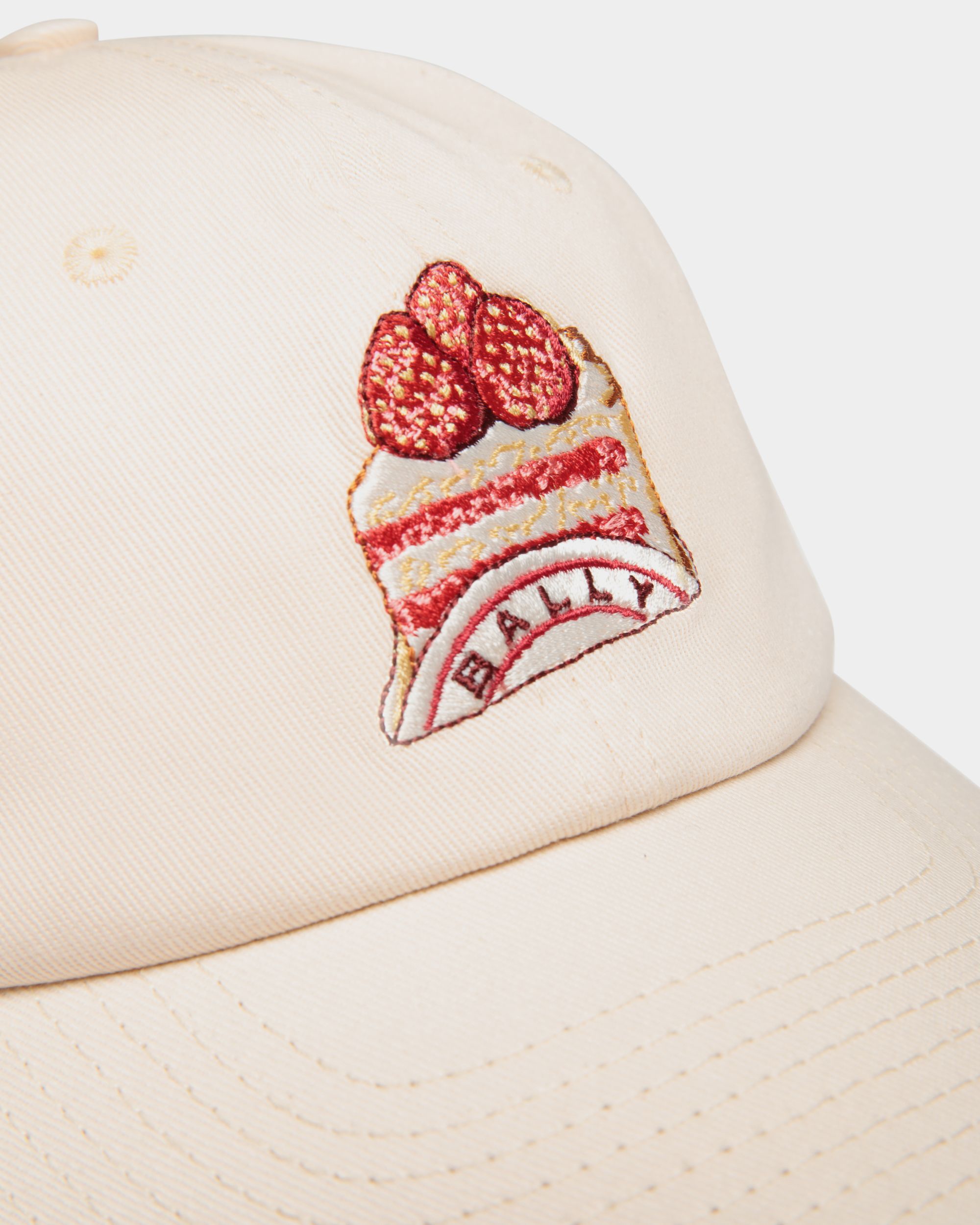 Baseball Hat in Natural Cotton with Bally Cake Embroidery - Women's - Bally - 04