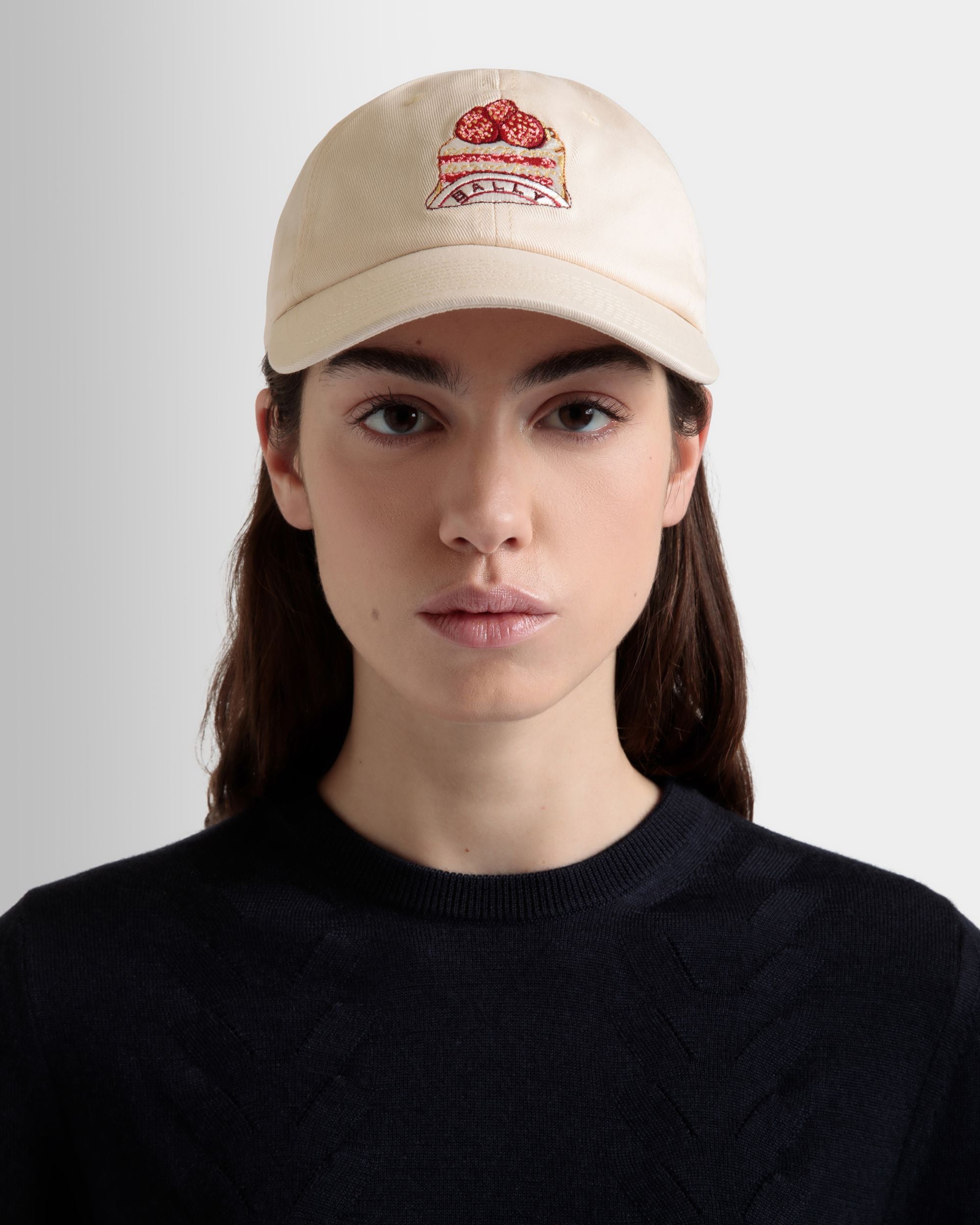 Baseball Hat in Natural Cotton with Bally Cake Embroidery - Women's - Bally - 05