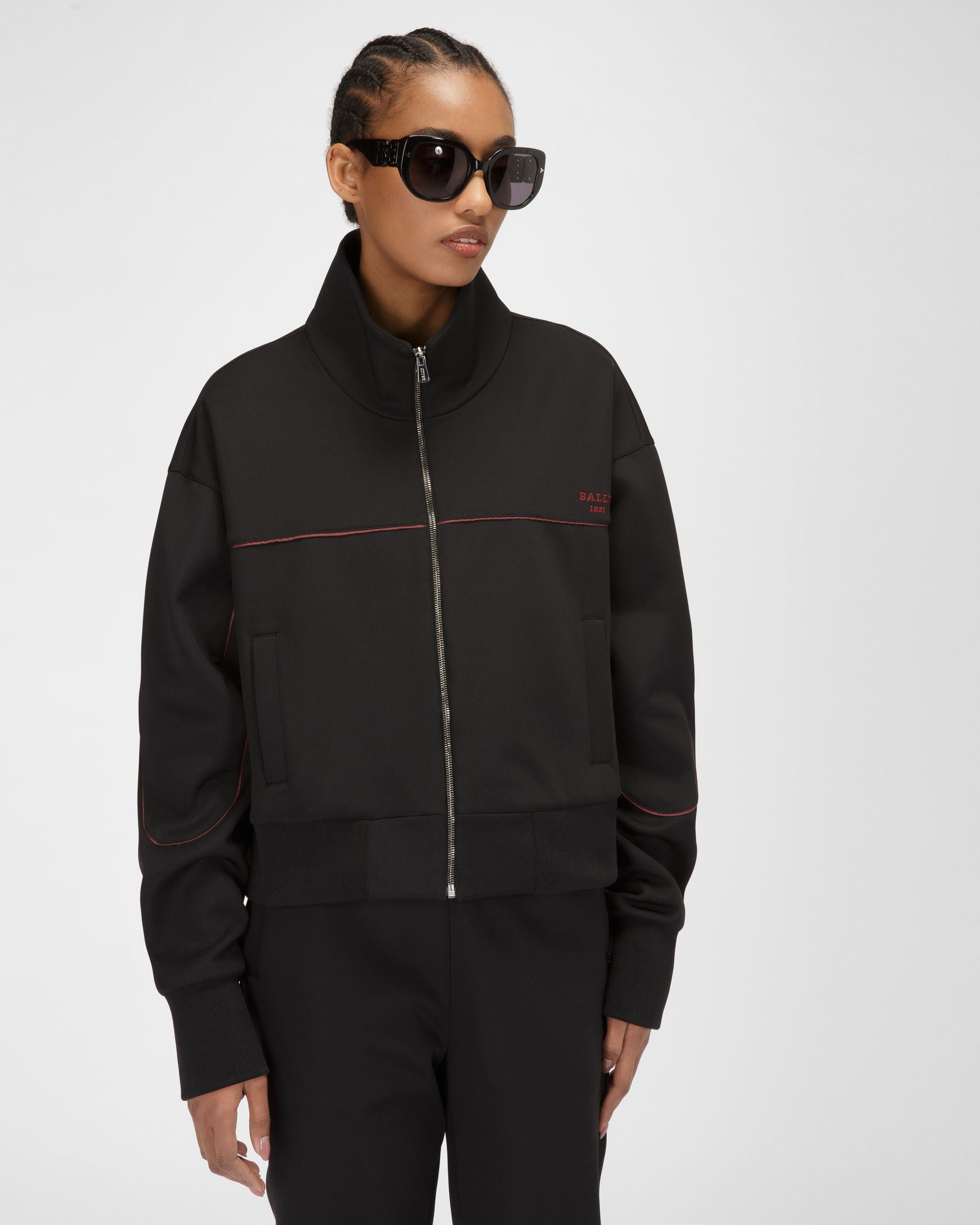 Polyester Mix Sweatshirt In Black - Women's - Bally - 01