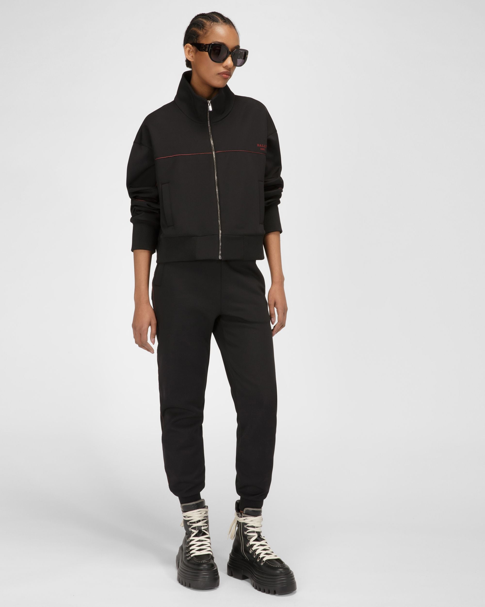 Polyester Mix Sweatshirt In Black - Women's - Bally - 05