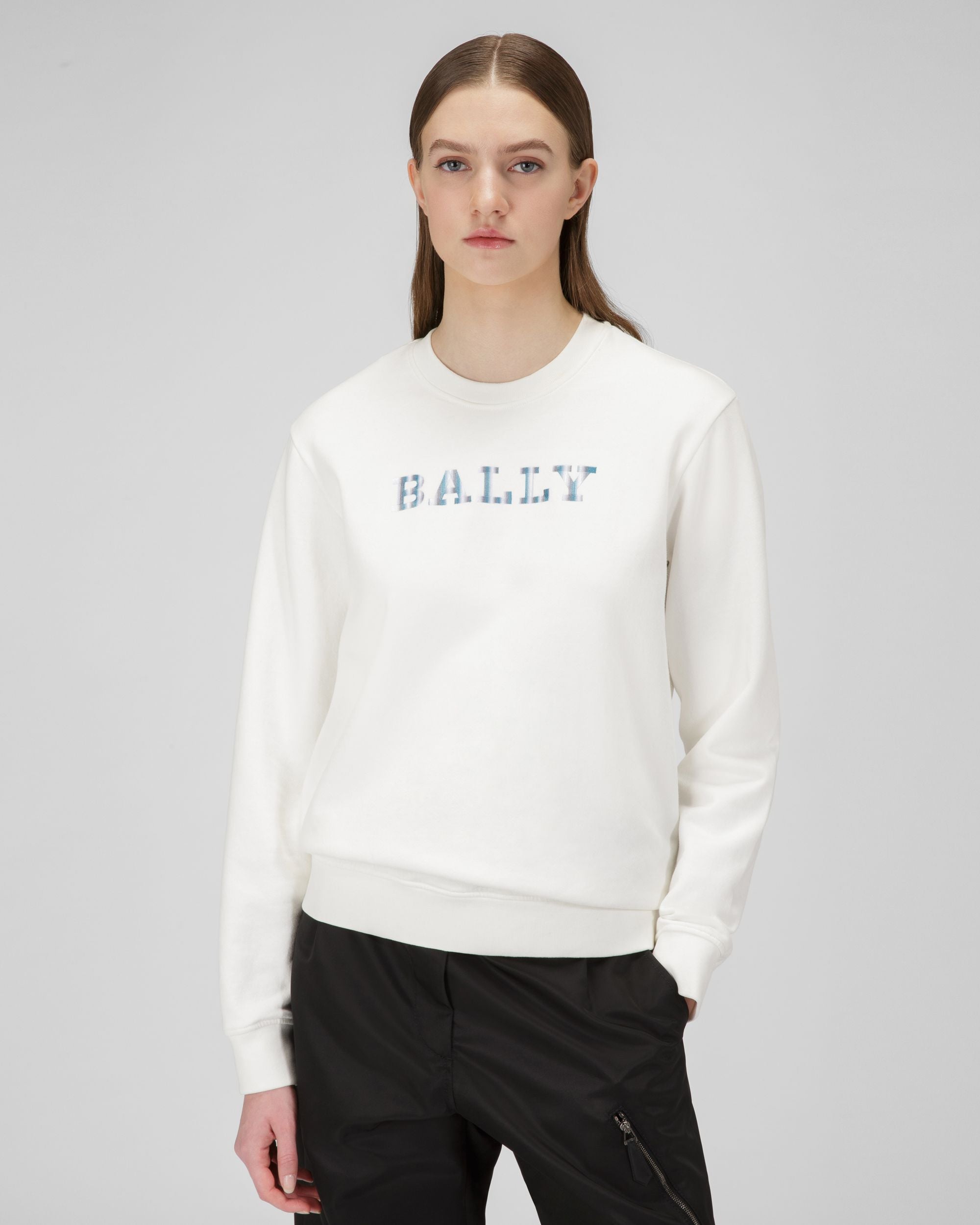 Organic Cotton Mix Sweatshirt In Bone - Women's - Bally - 01