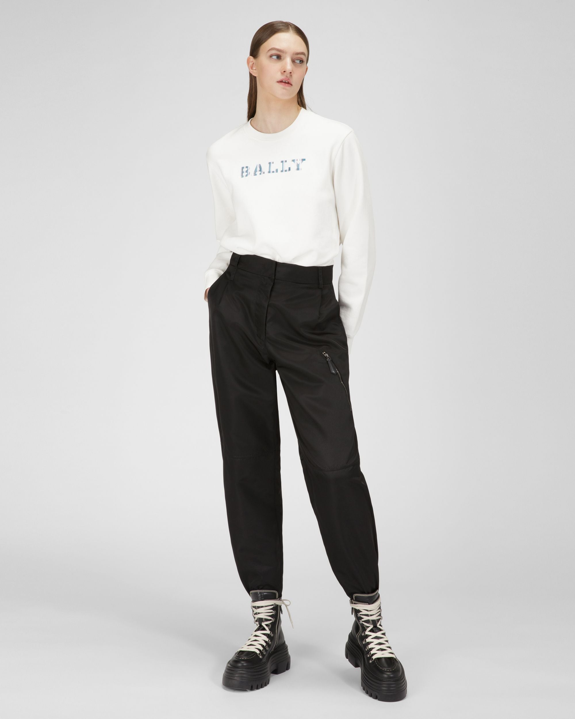 Organic Cotton Mix Sweatshirt In Bone - Women's - Bally - 05