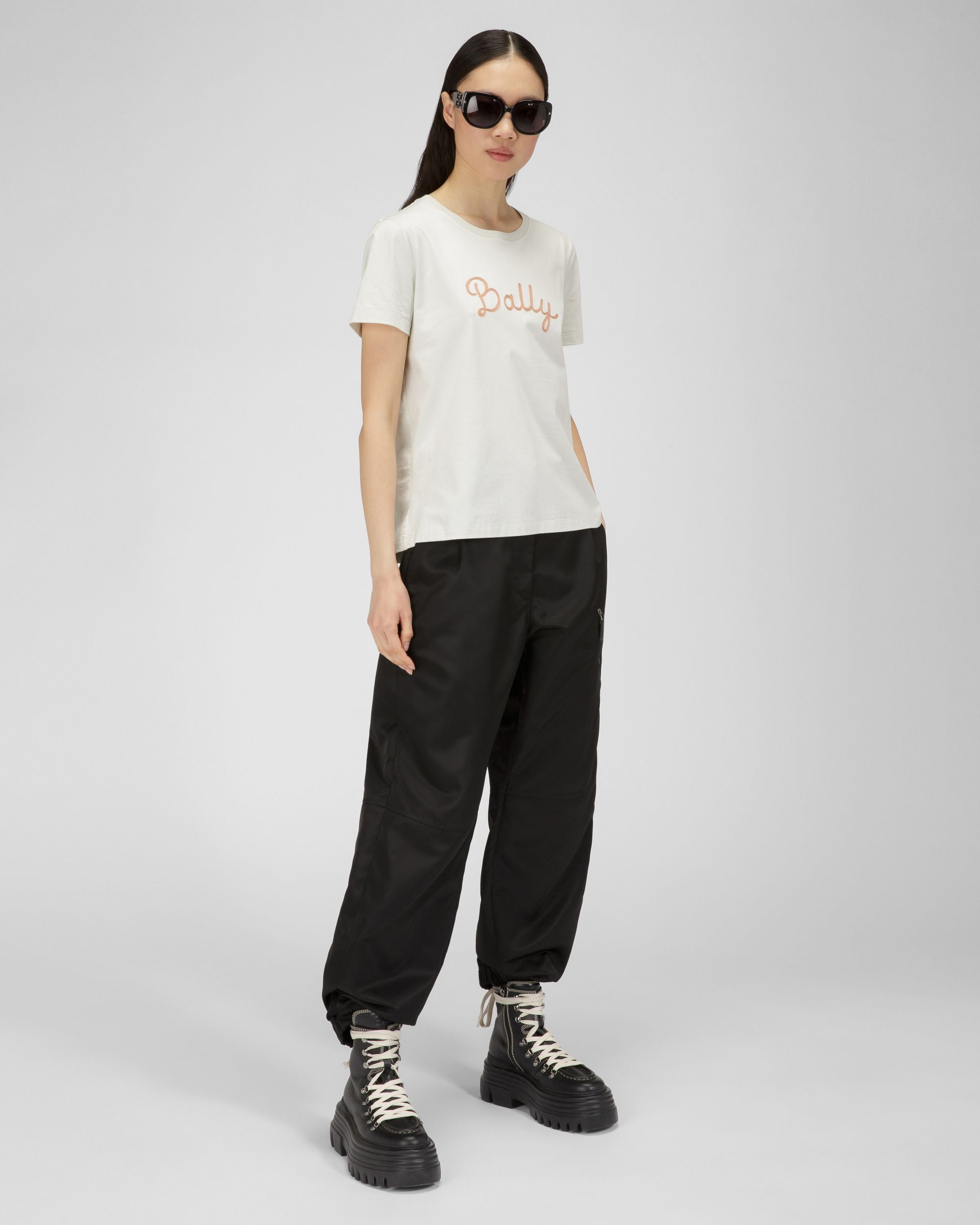 Cotton T-Shirt In Bone - Women's - Bally - 04