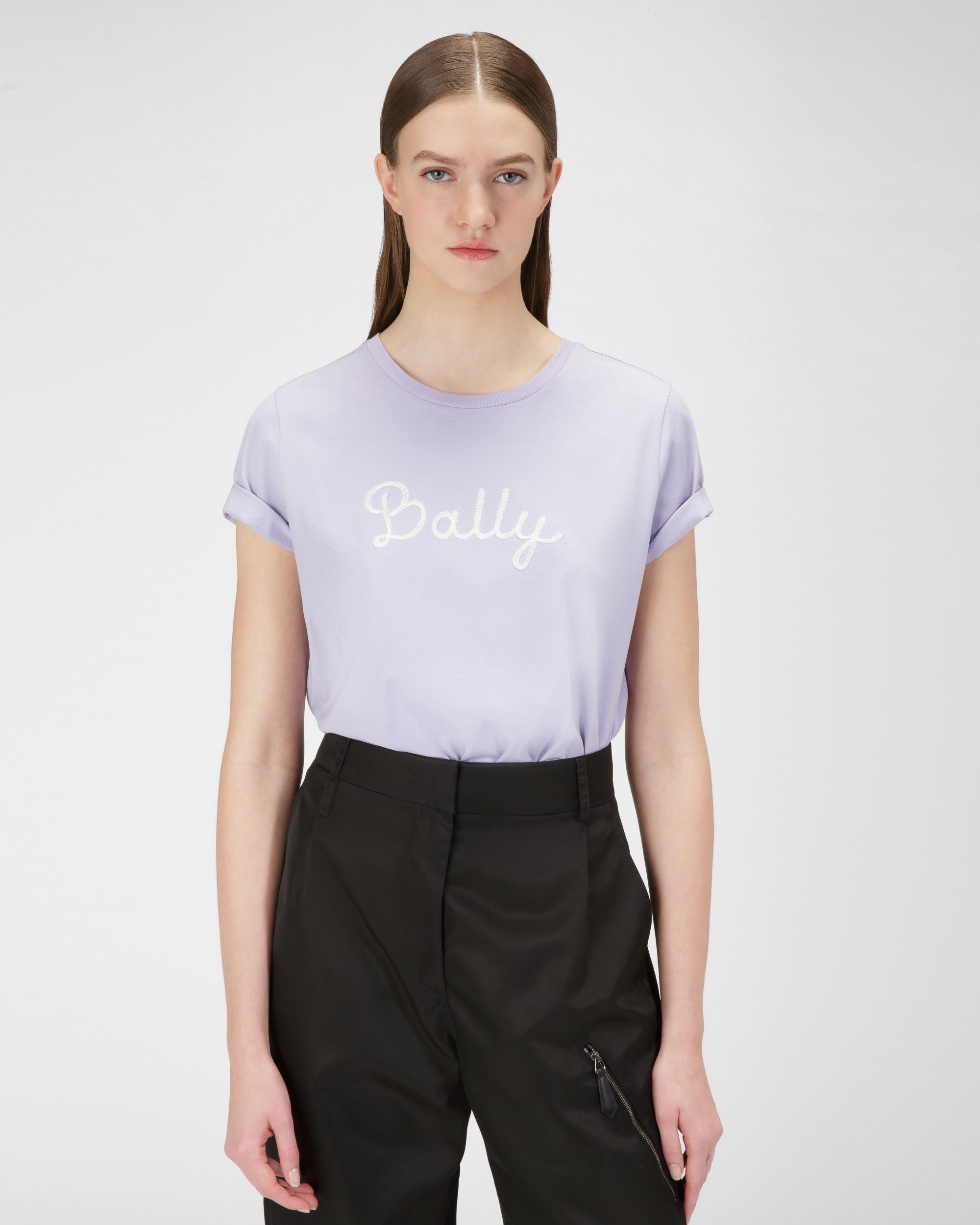 Organic Cotton T-Shirt In Lilac - Women's - Bally - 01