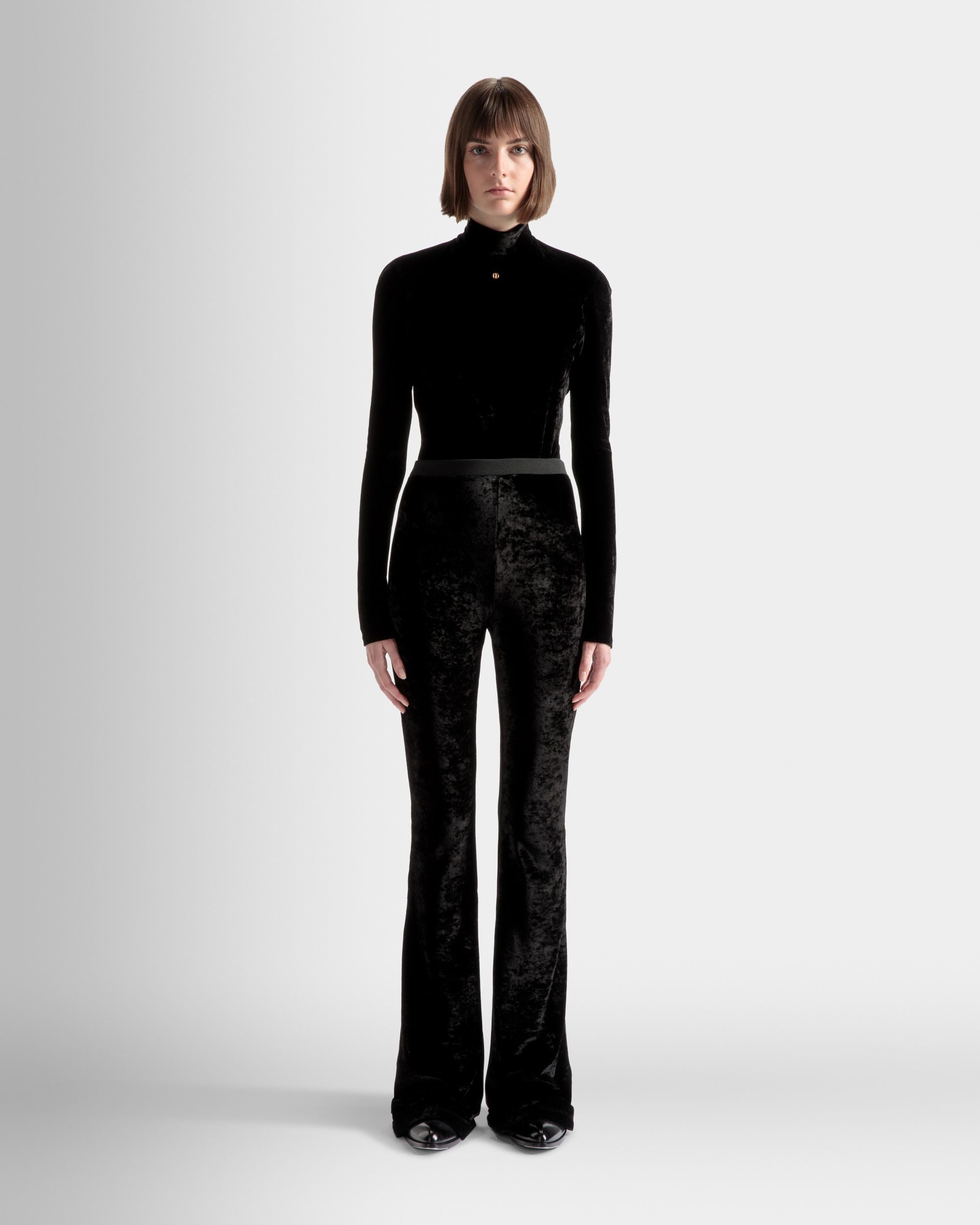 Flared Pants In Black Velvet - Women's - Bally - 02