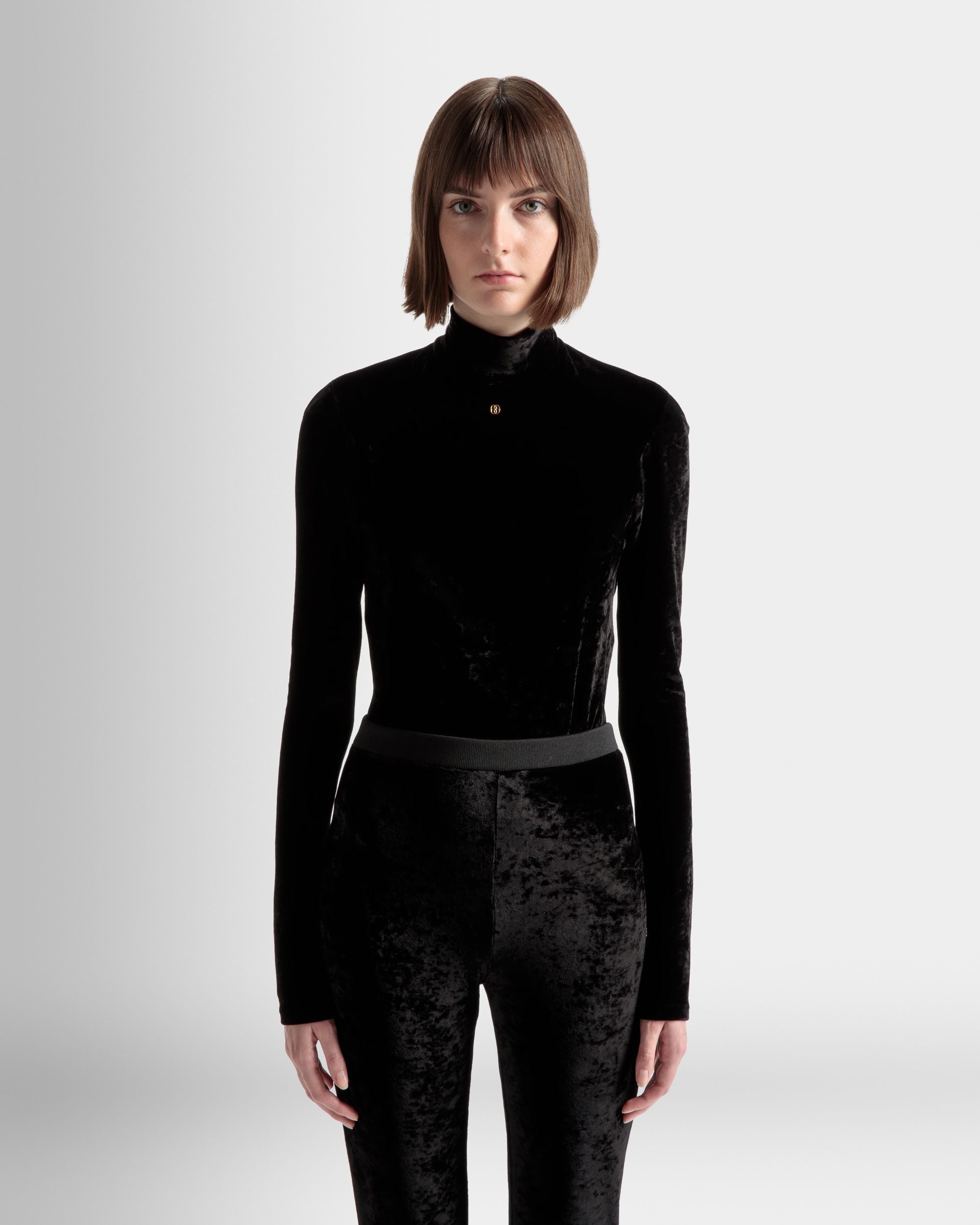 Flared Pants In Black Velvet - Women's - Bally - 03