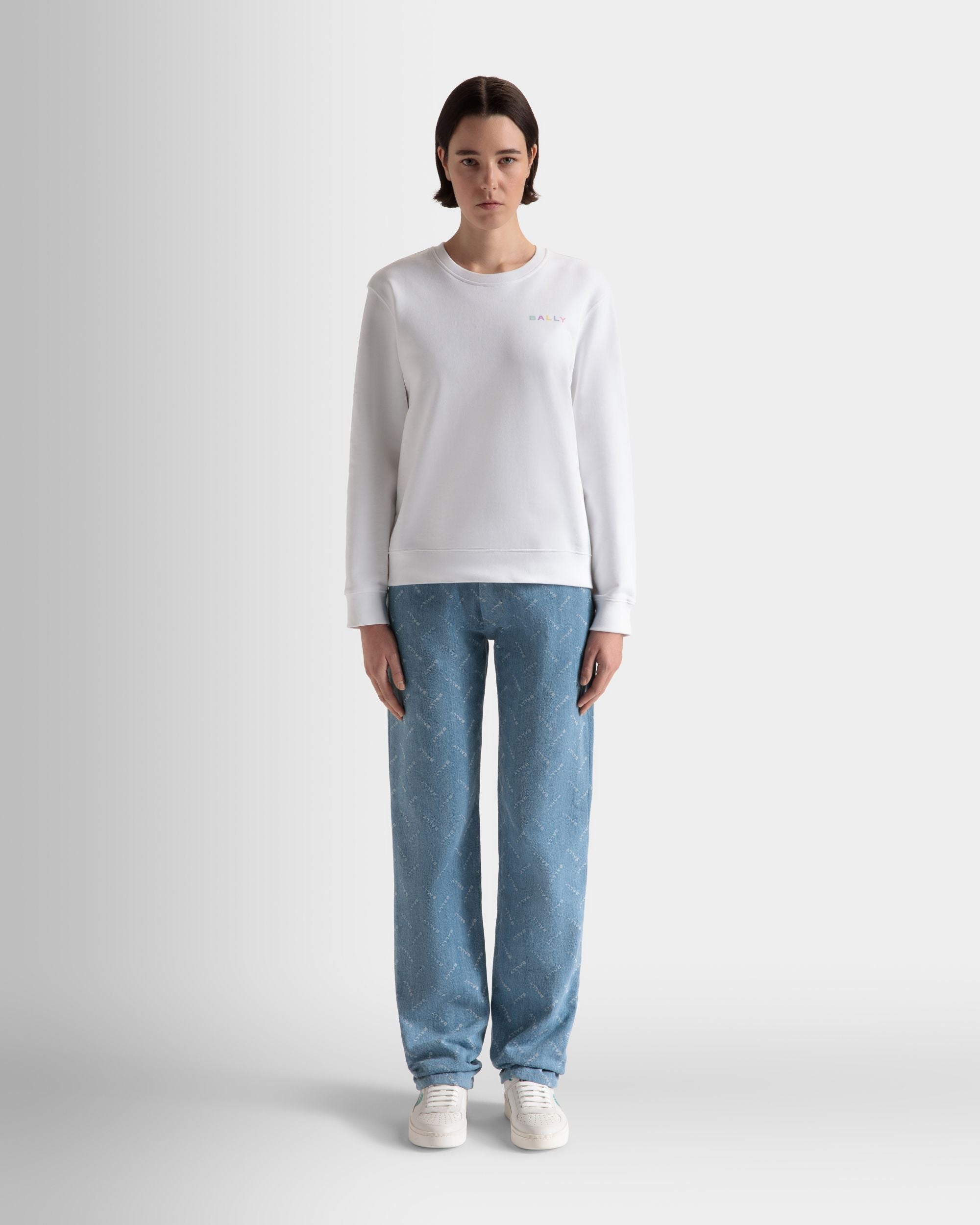 Crewneck Sweatshirt in White Cotton - Women's - Bally - 02